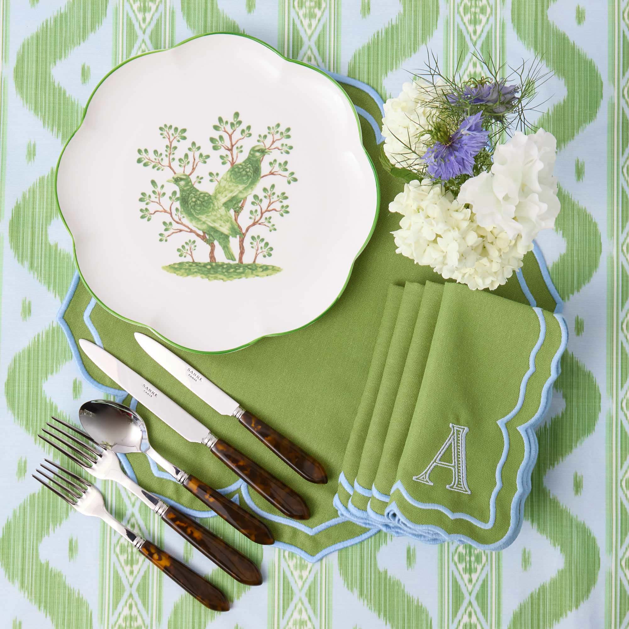 Fleur Green Placemats & Napkins (Set of 4)
