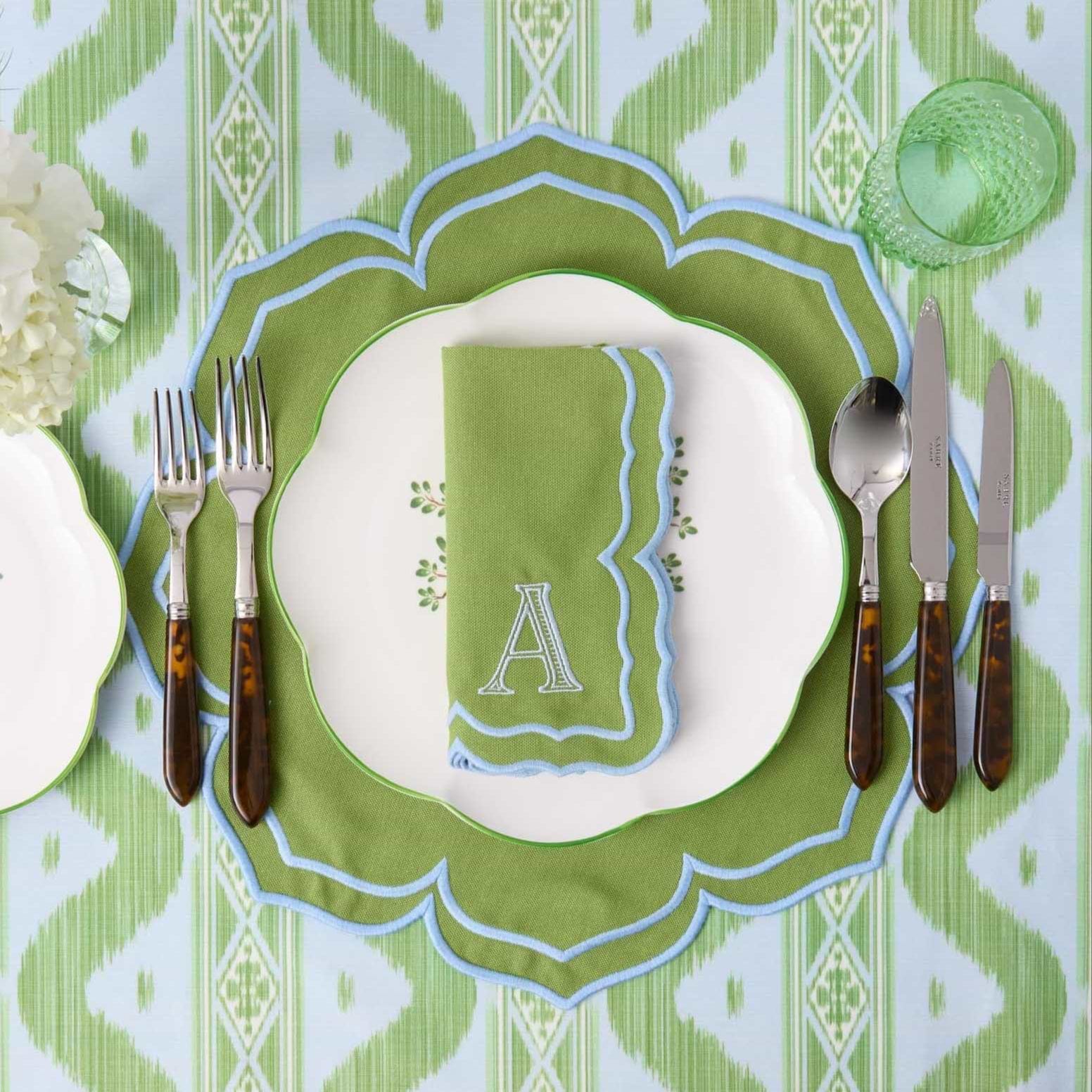 Fleur Green Placemats & Napkins (Set of 4)