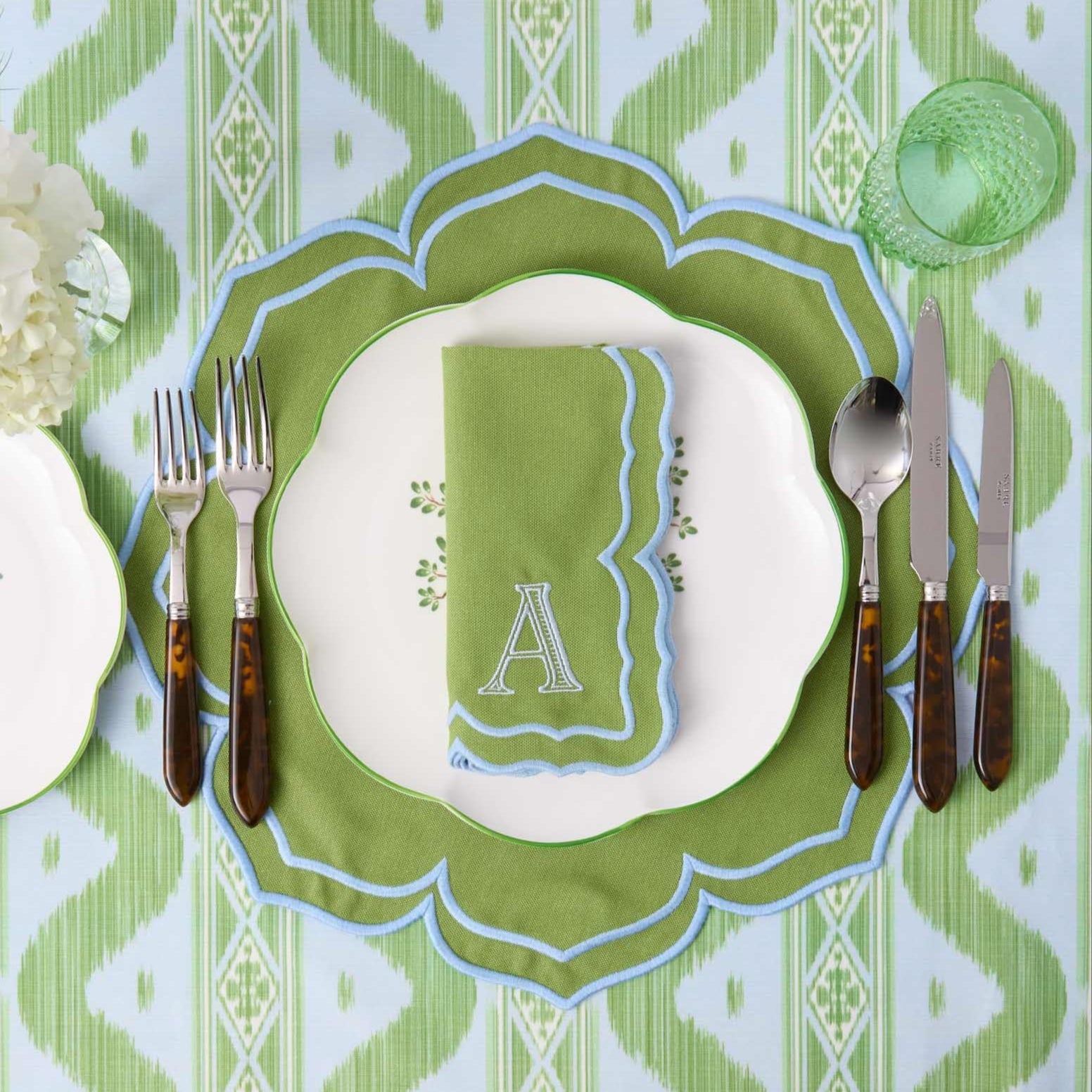 Fleur Green Placemats & Napkins (Set of 4)