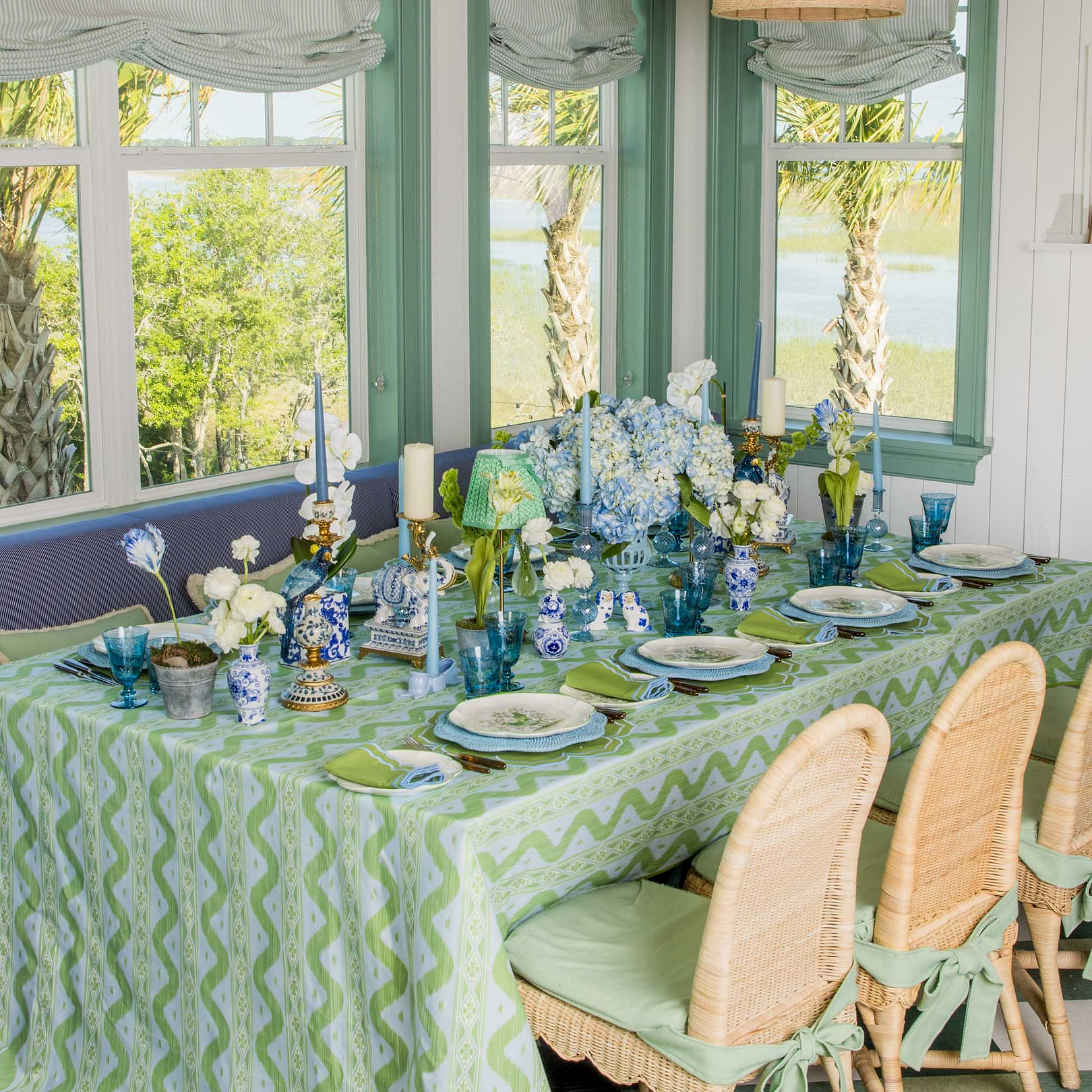 Blue Palm Glassware (Set of 8)