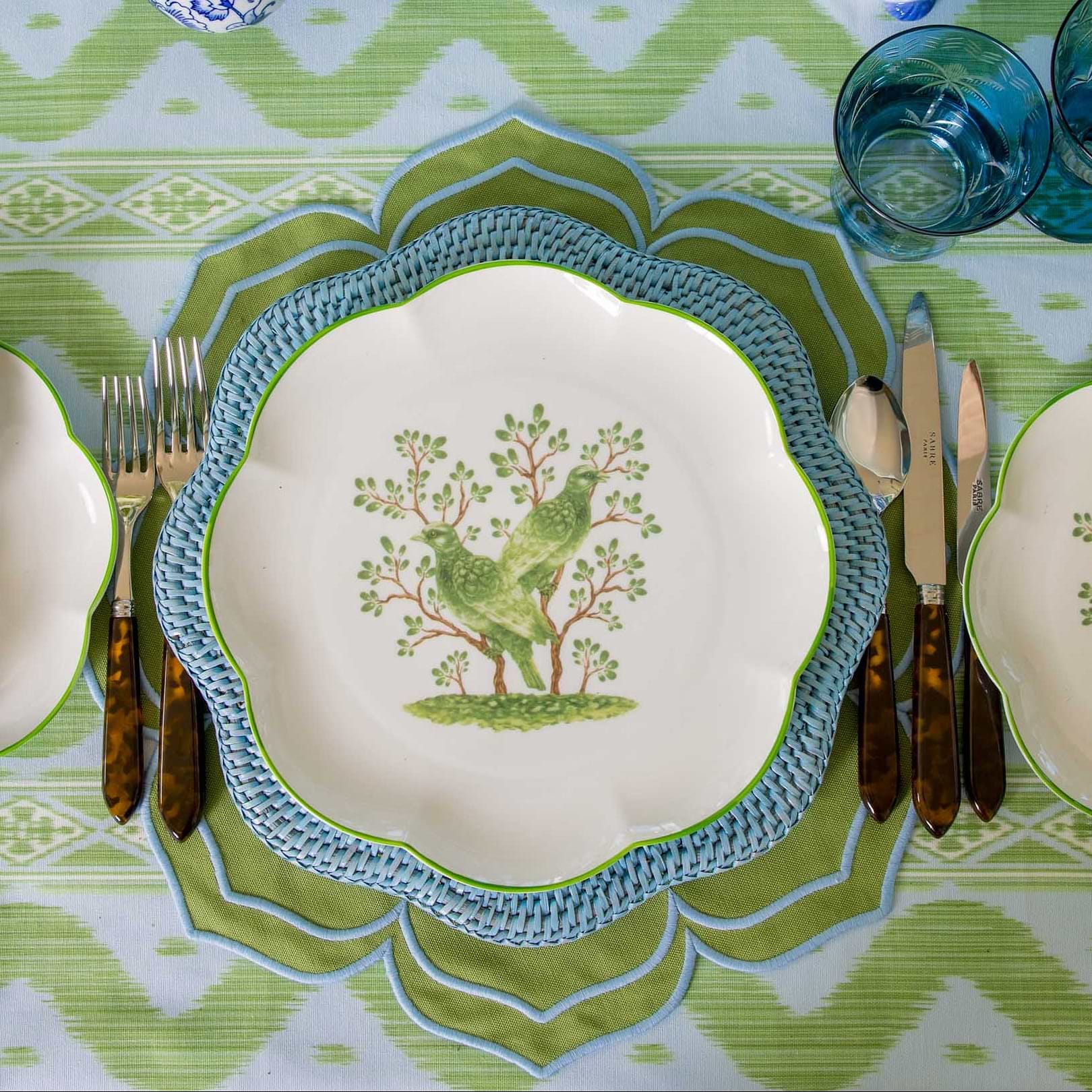 Blue Palm Glassware (Set of 8)