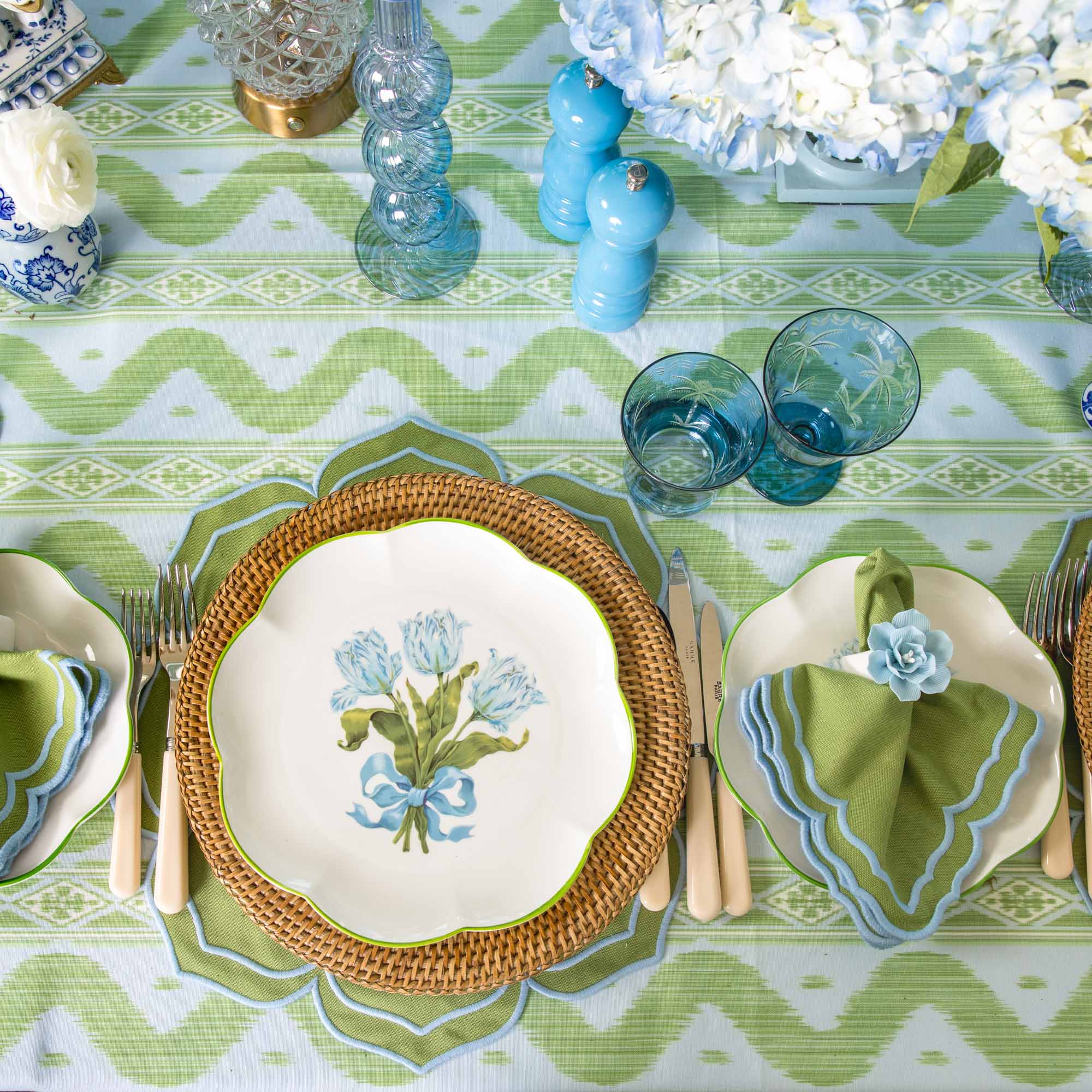 Blue Palm Glassware (Set of 8)