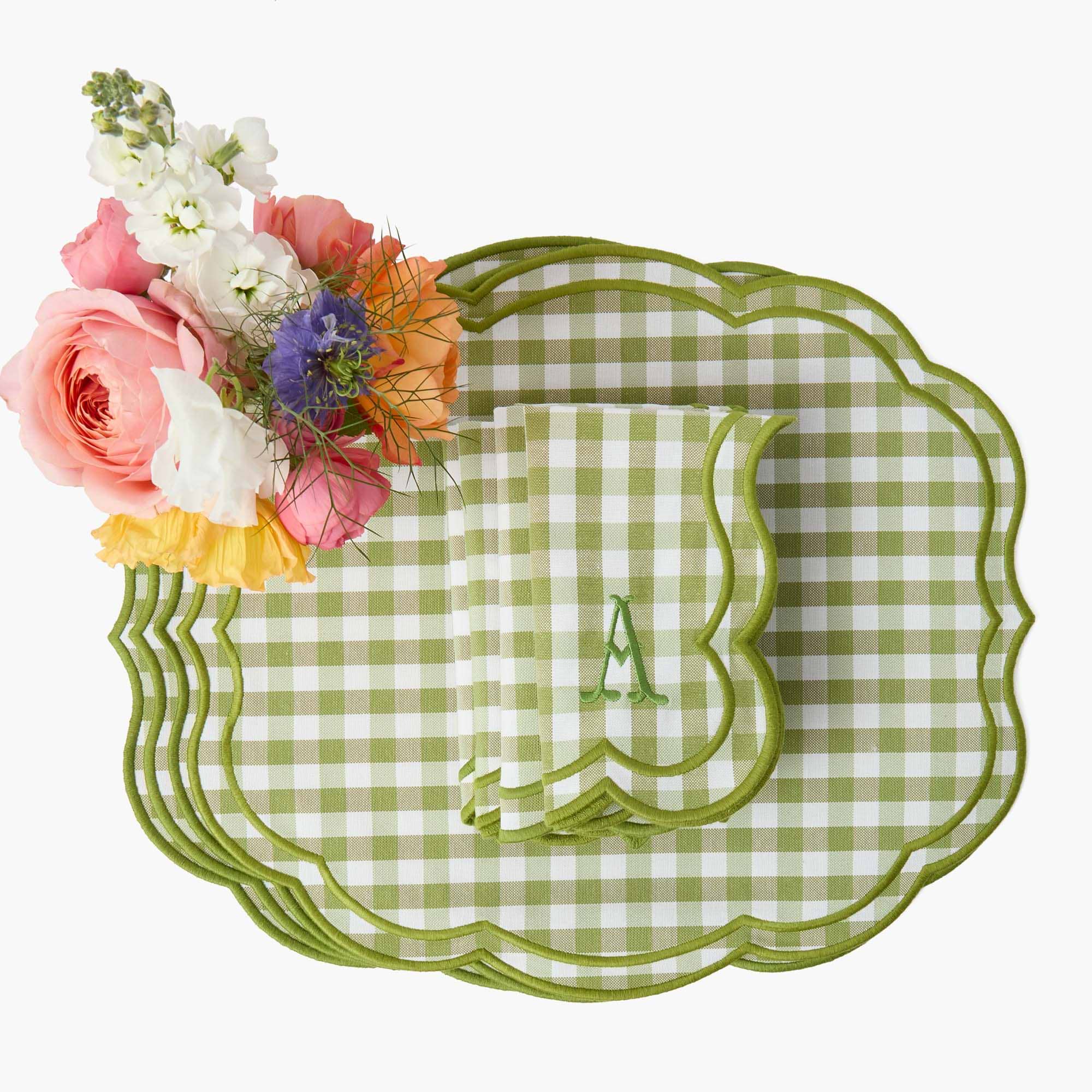Eloise Green Gingham Placemats & Napkins (Set of 4)