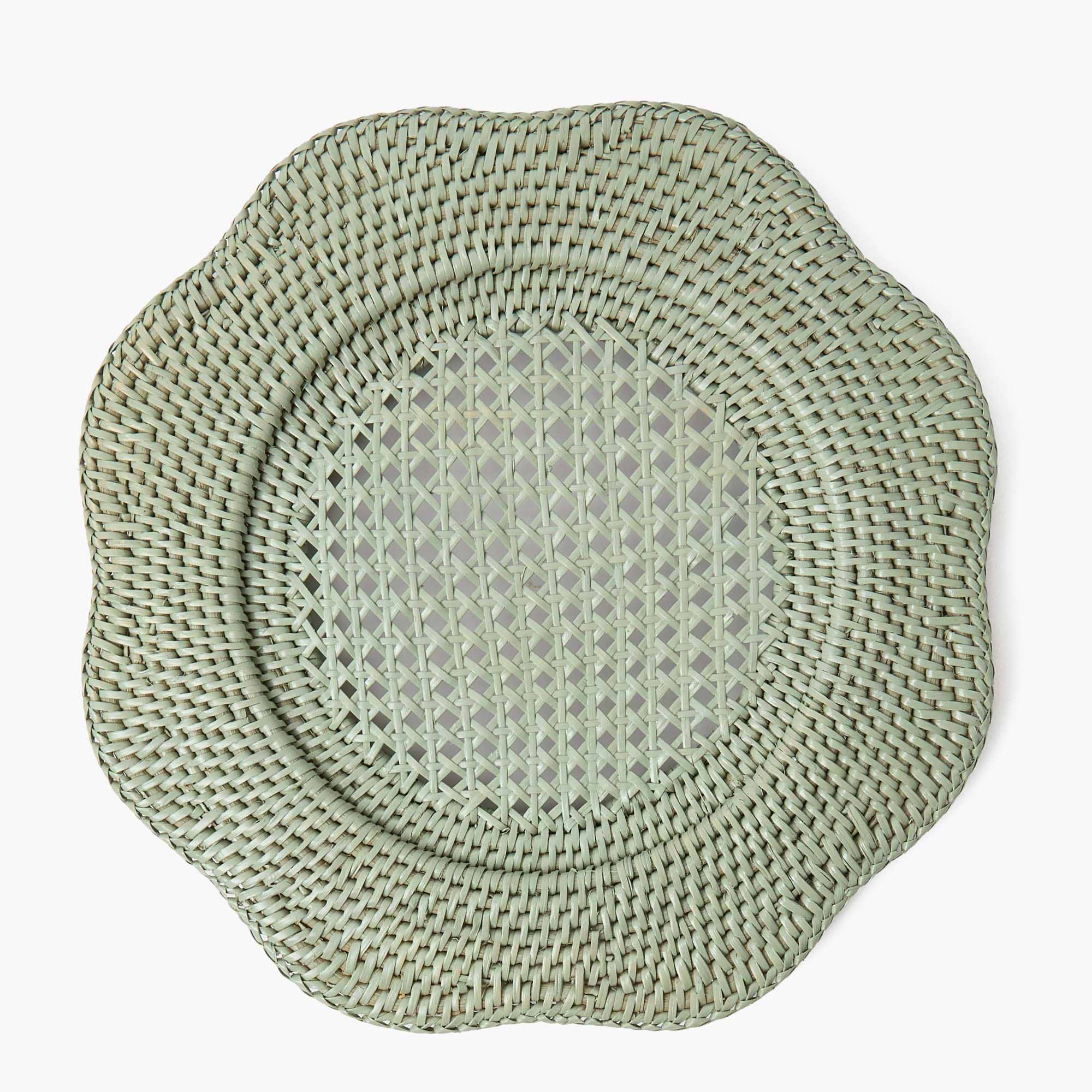 Green Scalloped Rattan Charger Plates (Set of 4)