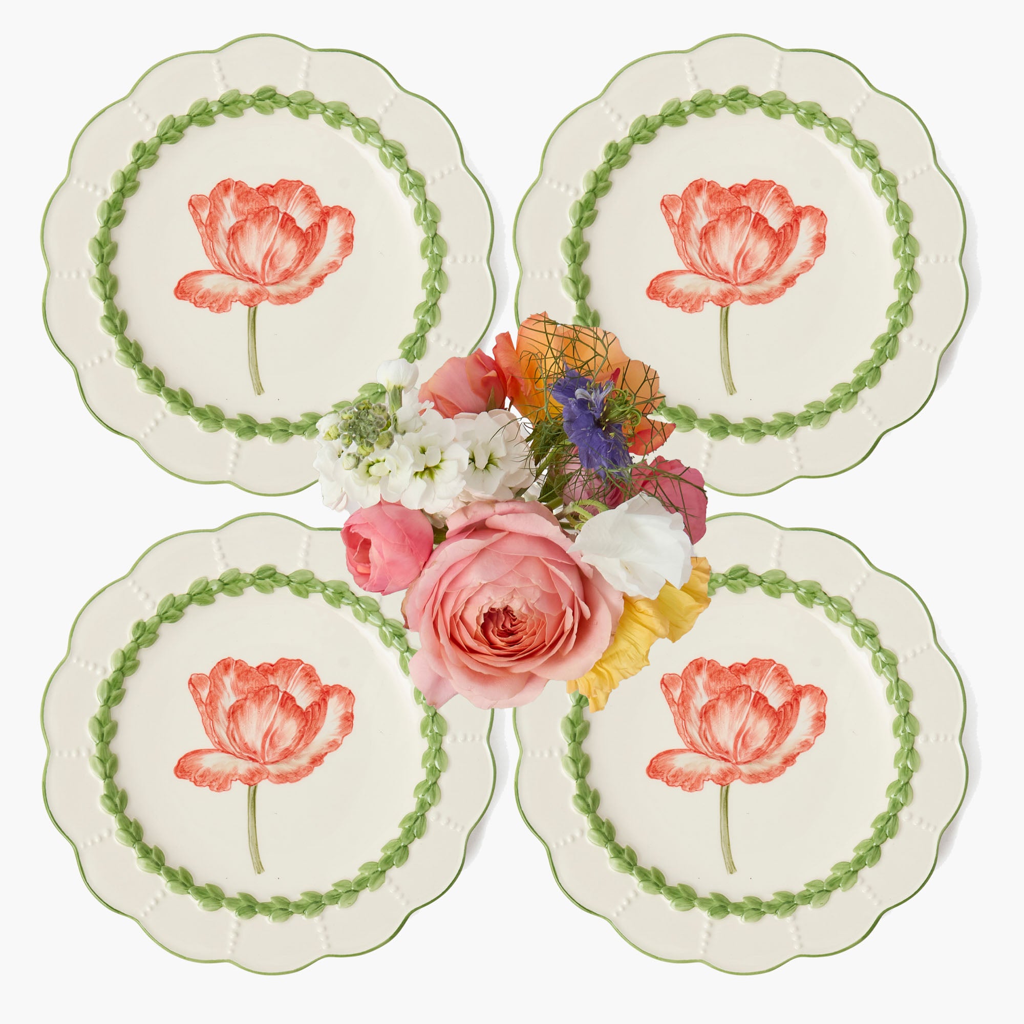 Green Laurel Tulip Dinner Plates (Set of 4)