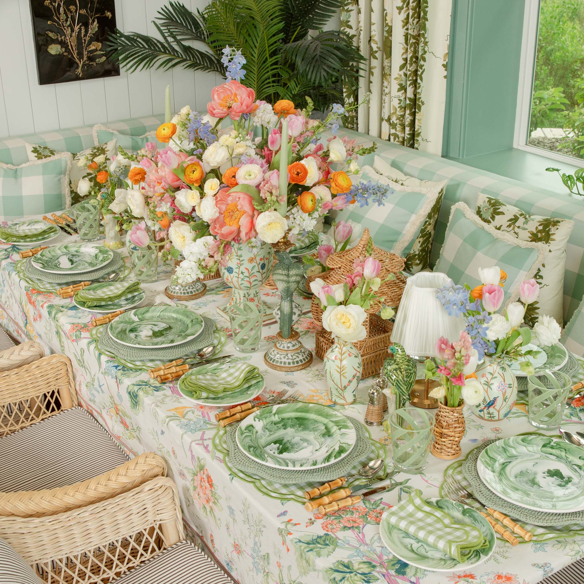 Eloise Green Gingham Placemats & Napkins (Set of 4)
