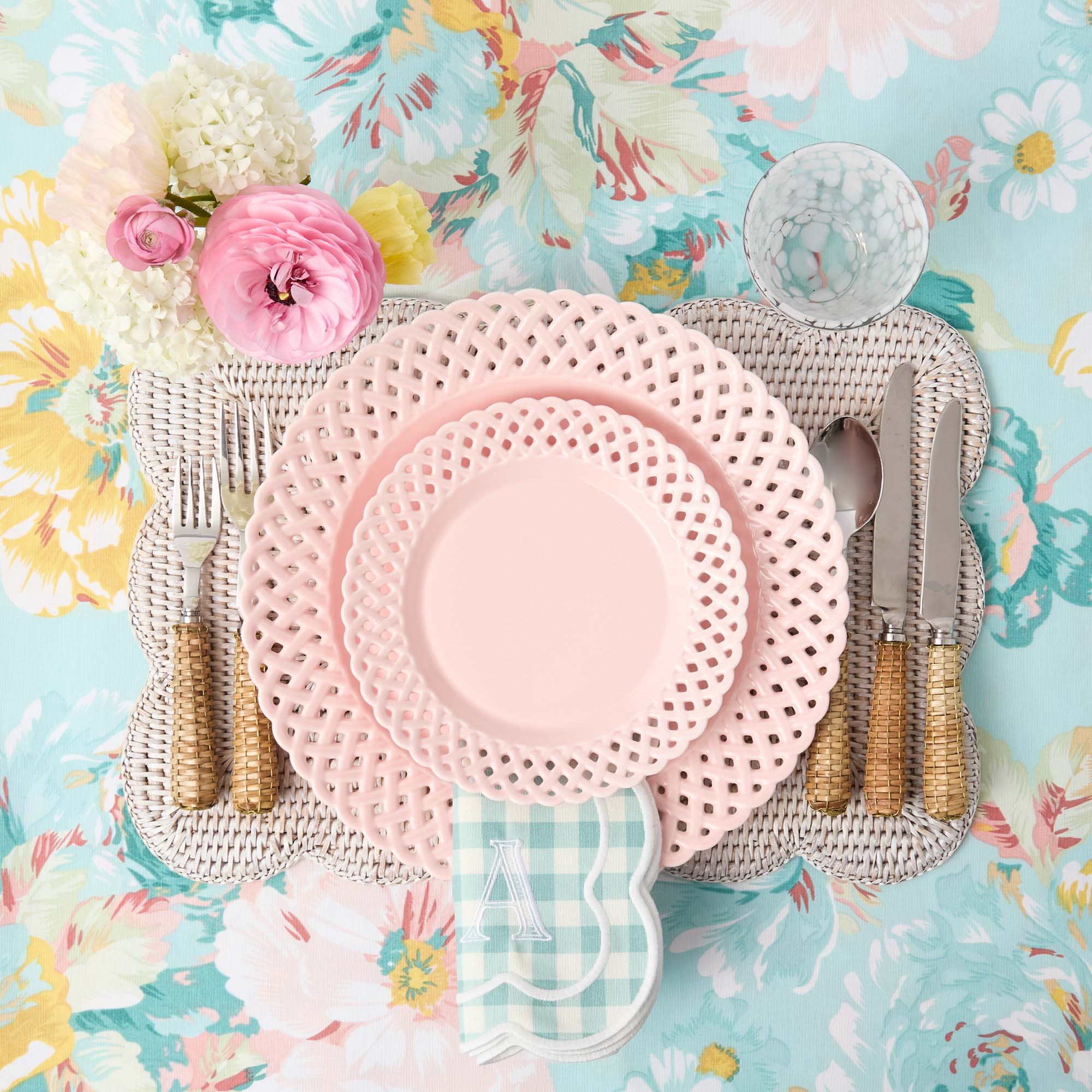 Pink Basketweave Starter Plates (Set of 4)