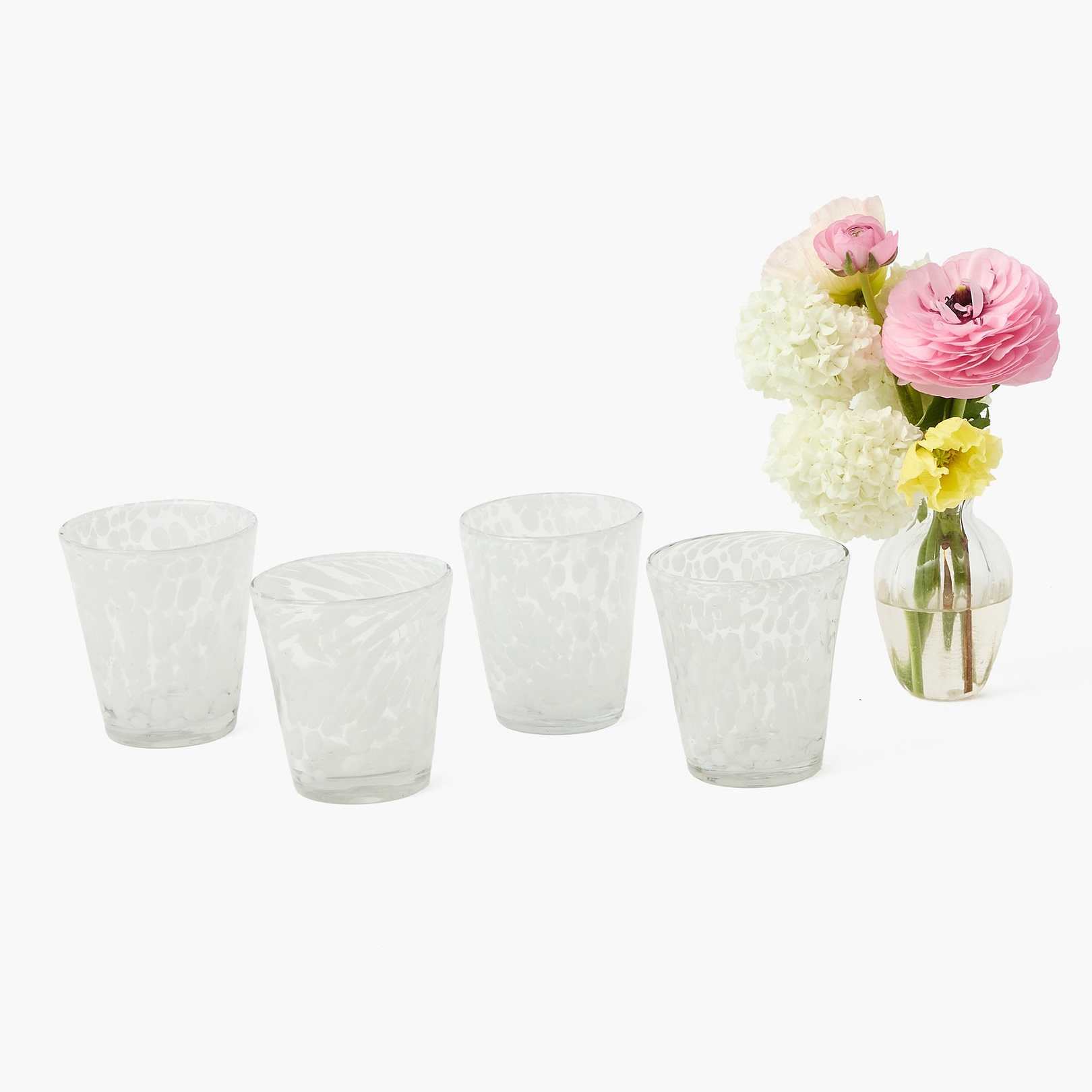White Dappled Glasses (Set of 4)