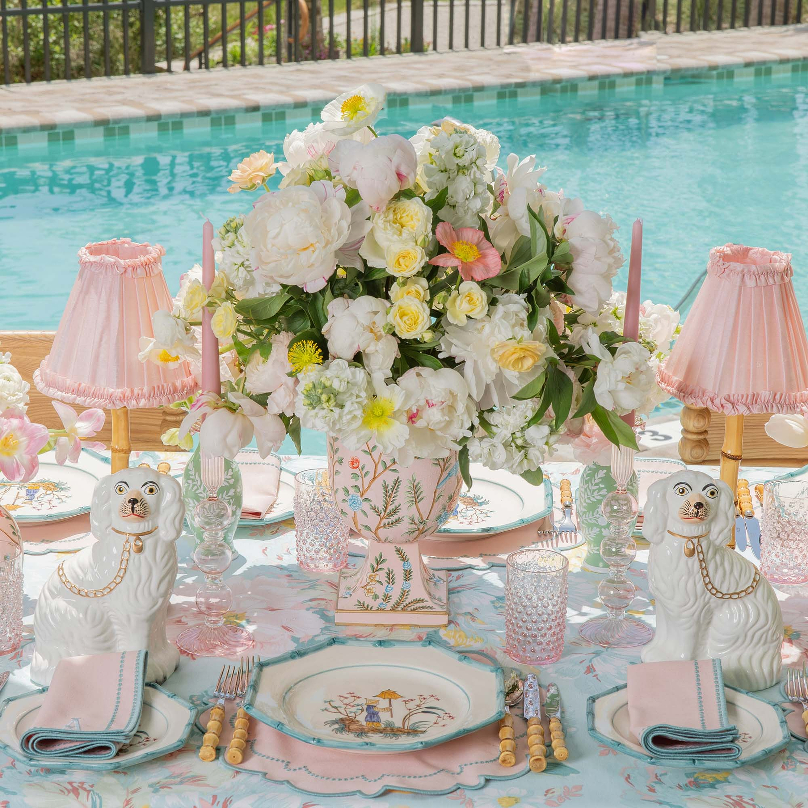 Pink Small Chinoiserie Tole Urn Vase