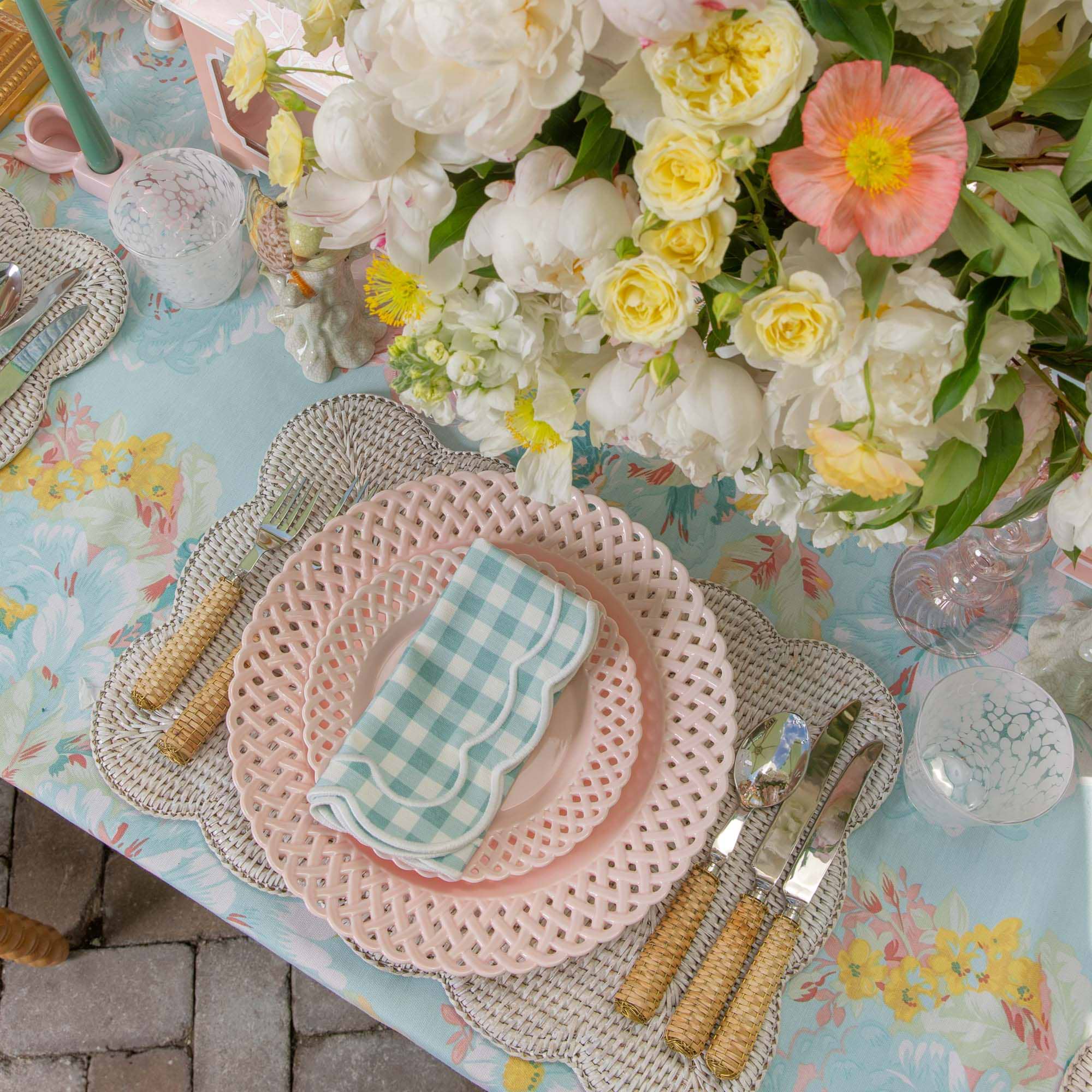 Pink Basketweave Starter Plates (Set of 4)