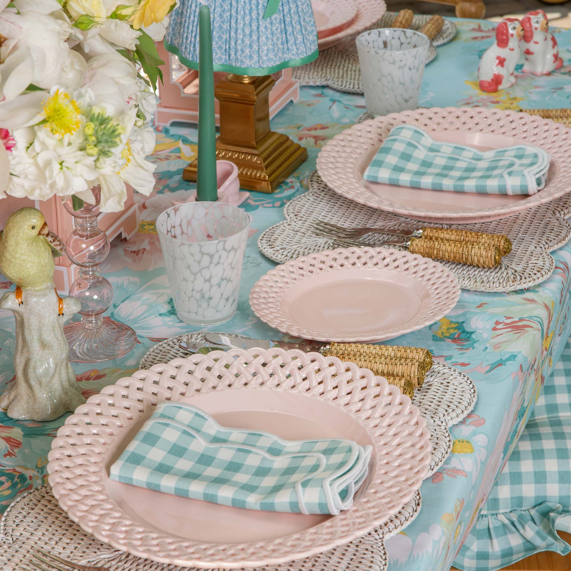 Pink Basketweave Starter Plates (Set of 4)