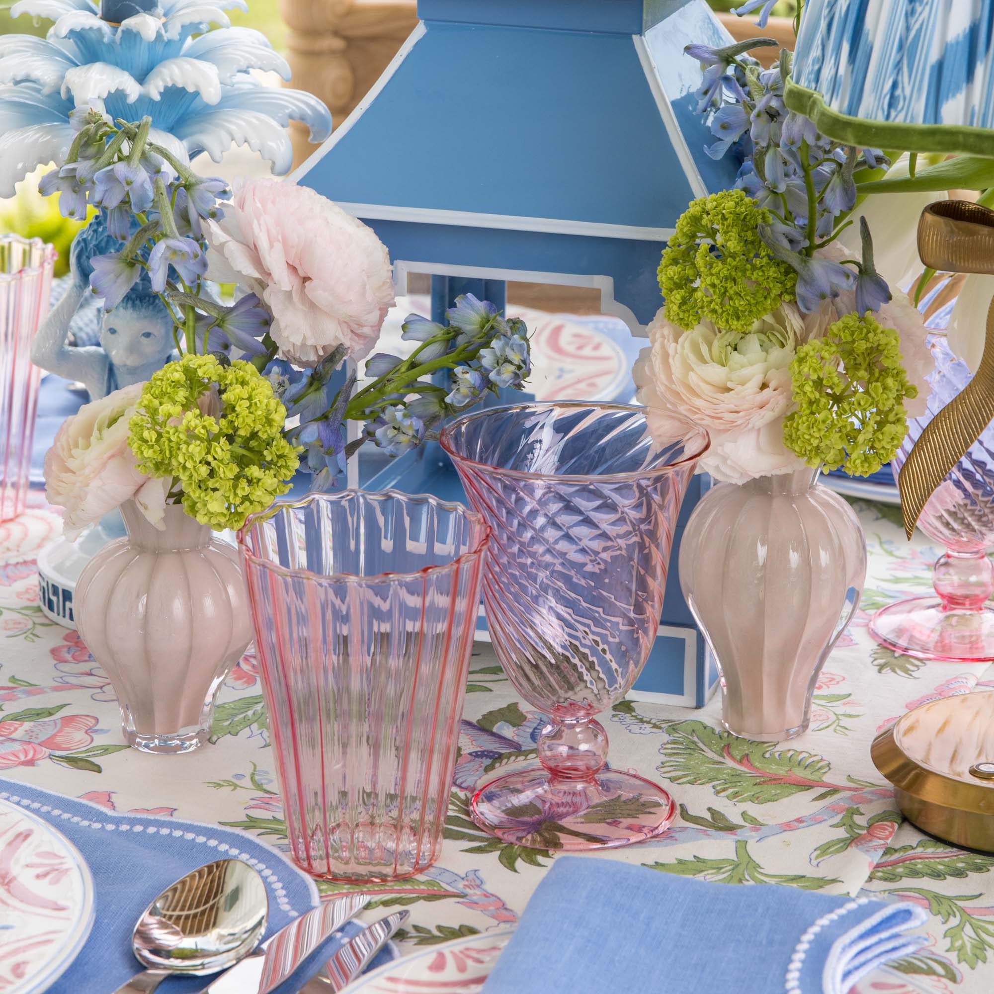 Pink Fluted Water Glasses (Set of 4)