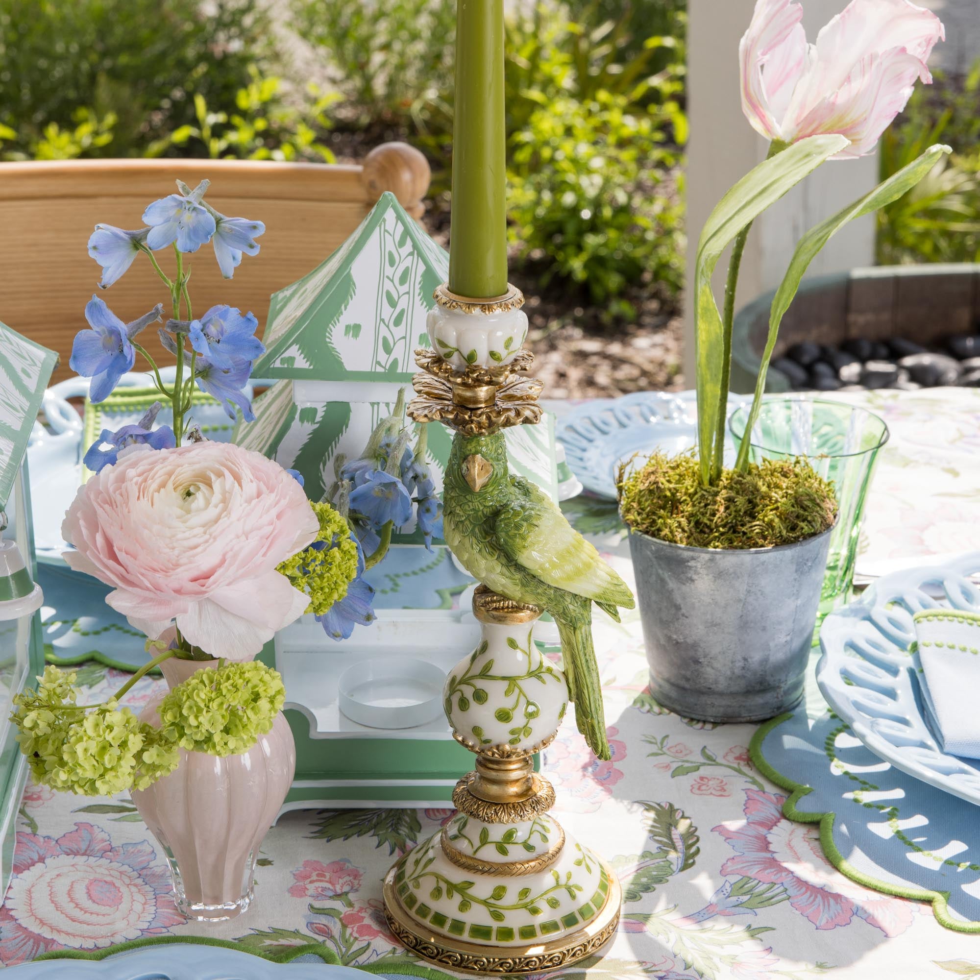Green Parrot Candle Holder (Pair)
