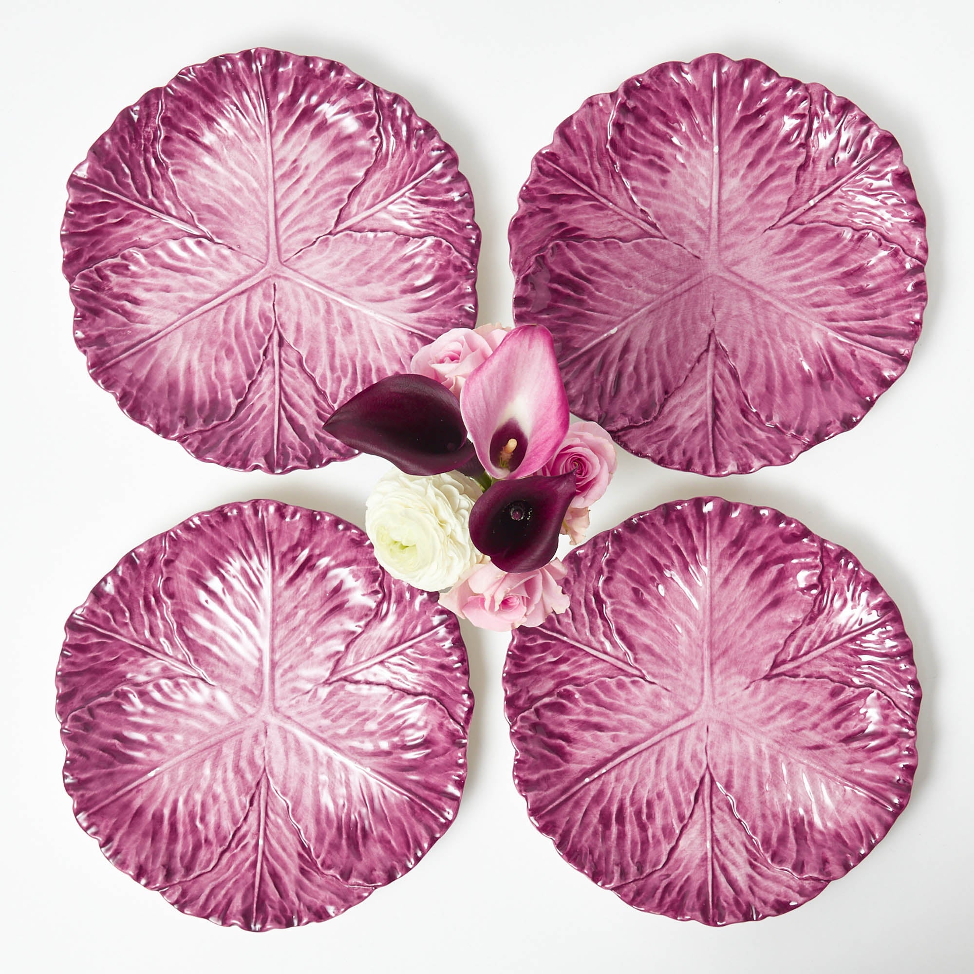 Aubergine Serena Cabbage Dinner Plates (Set of 4)