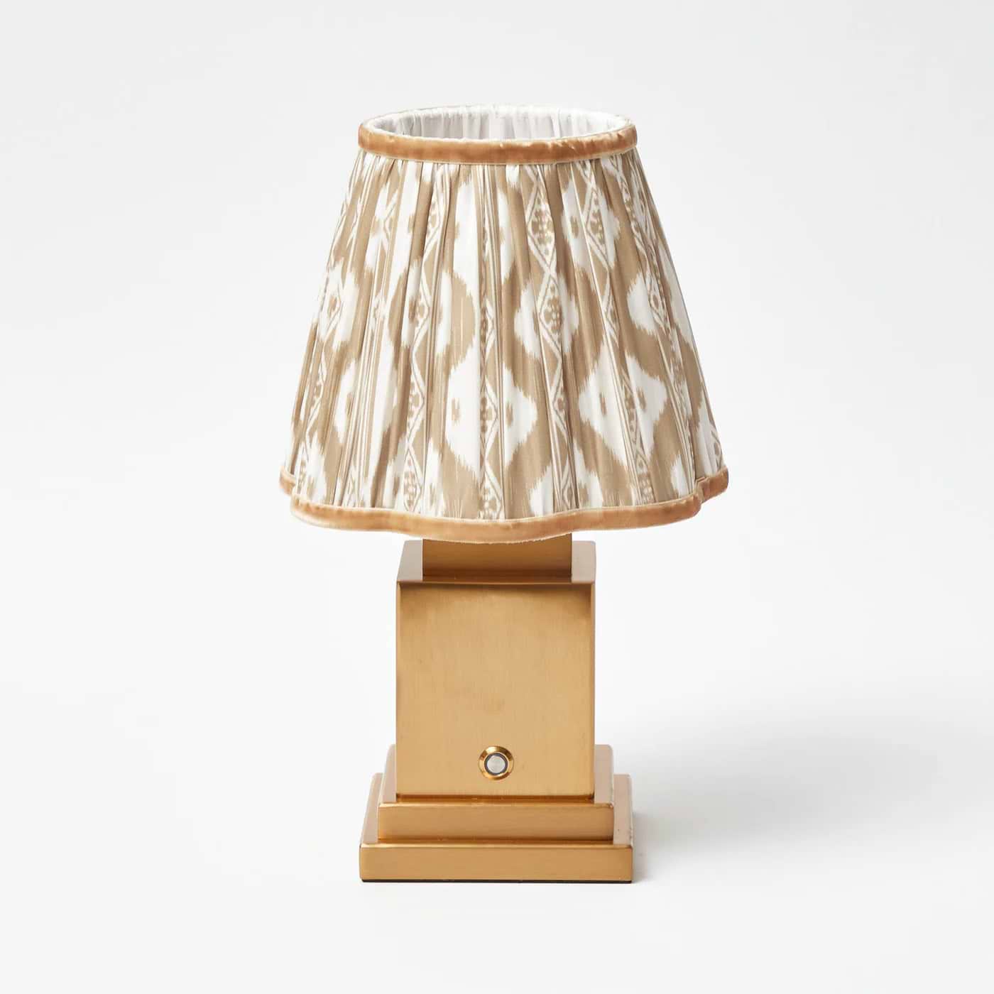 Square Rechargeable Lamp with Putty Ikat Shade (18cm)