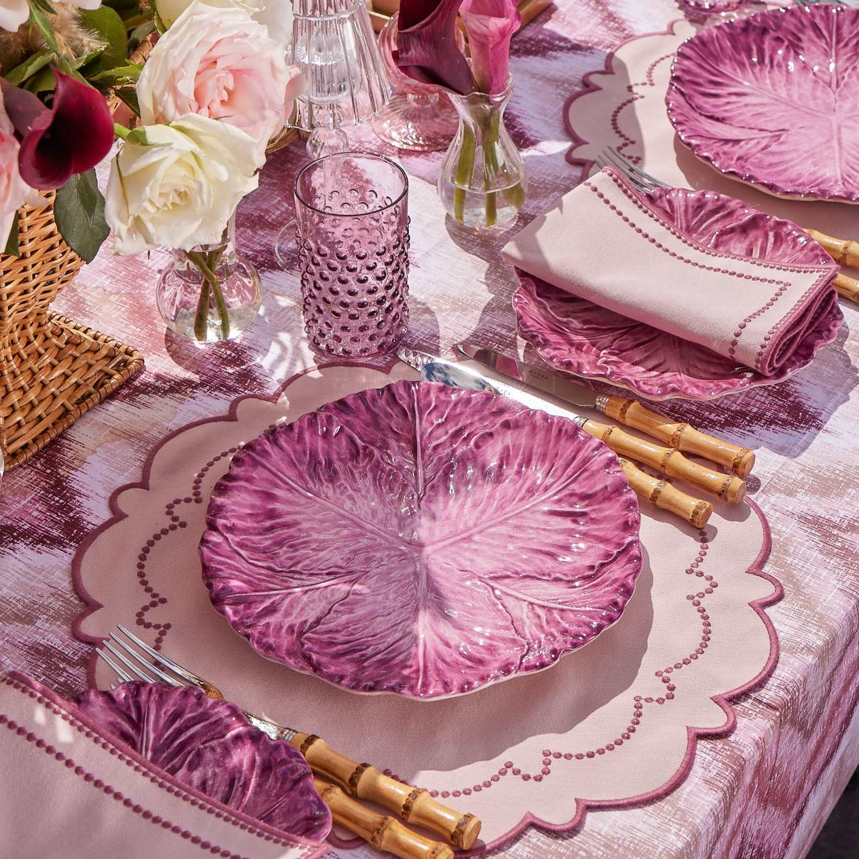 Aubergine Serena Cabbage Dinner Plates (Set of 4)
