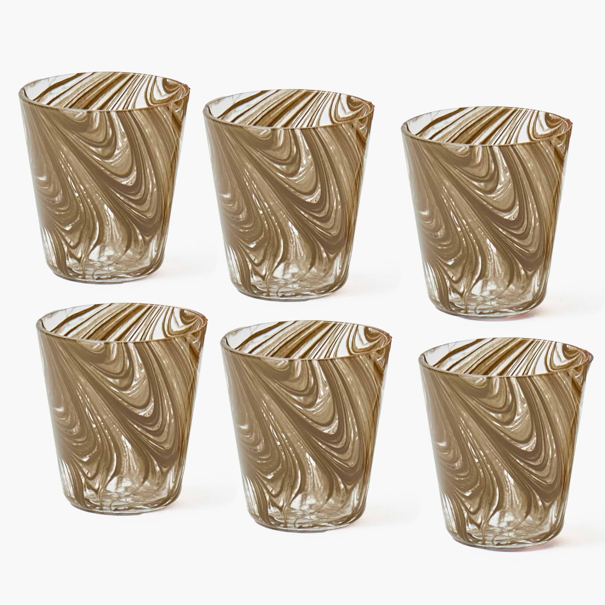 Chocolate Marble Glasses (Set of 6)