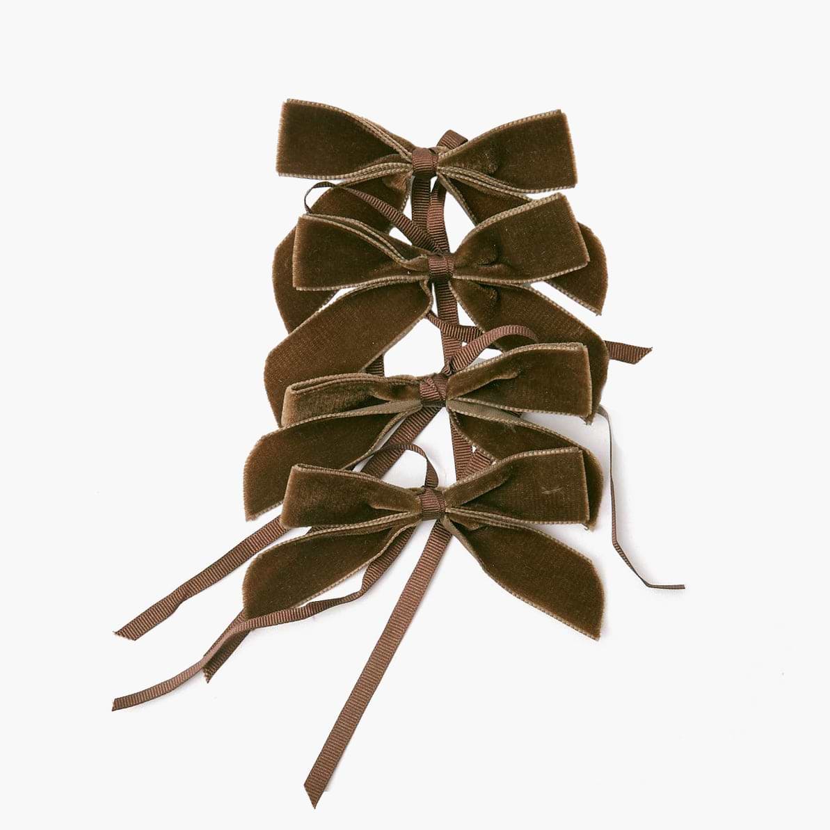 Boxwood Wreaths with Chocolate Velvet Bows (Set of 4)