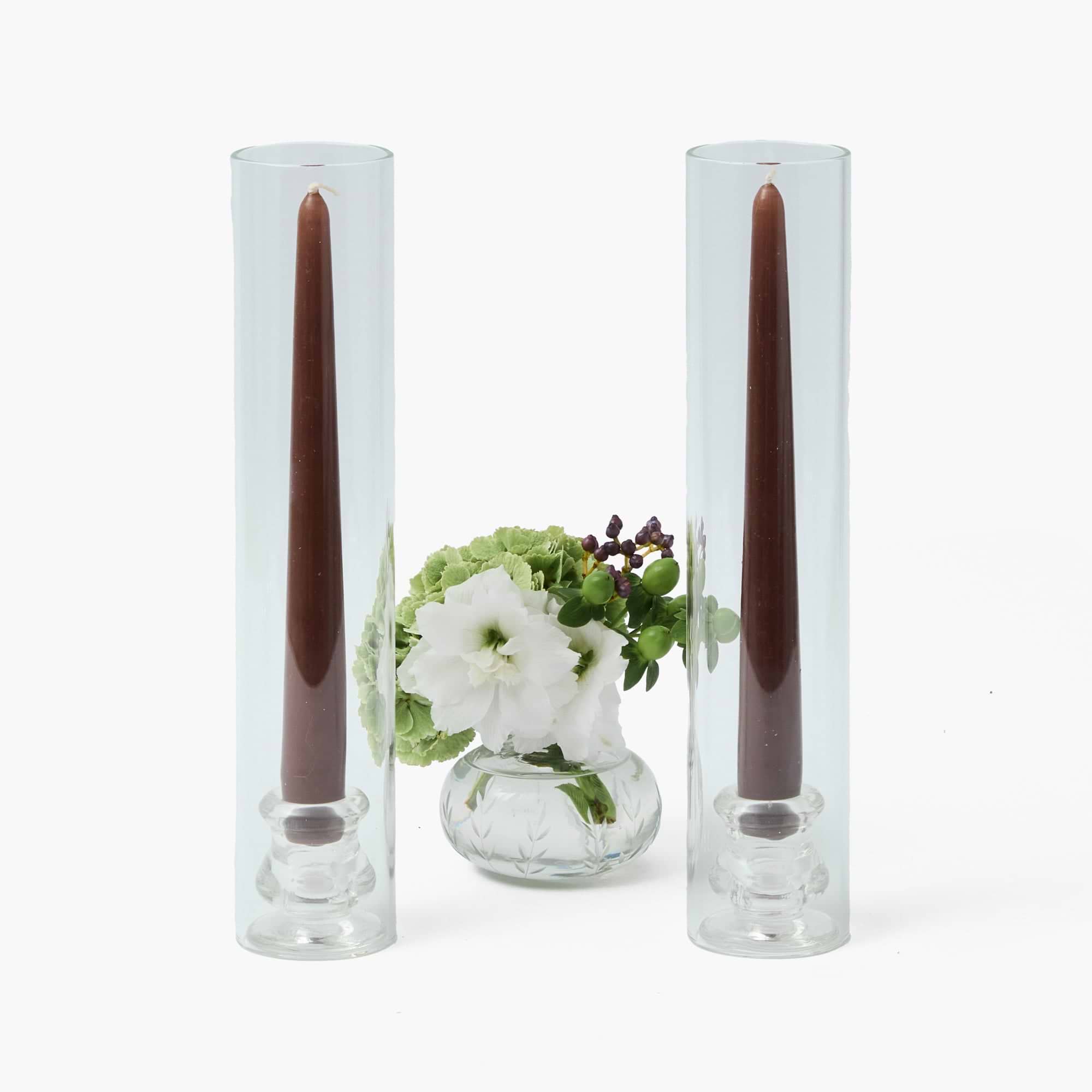 Claudia Glass Hurricane Candle Set (Chocolate)