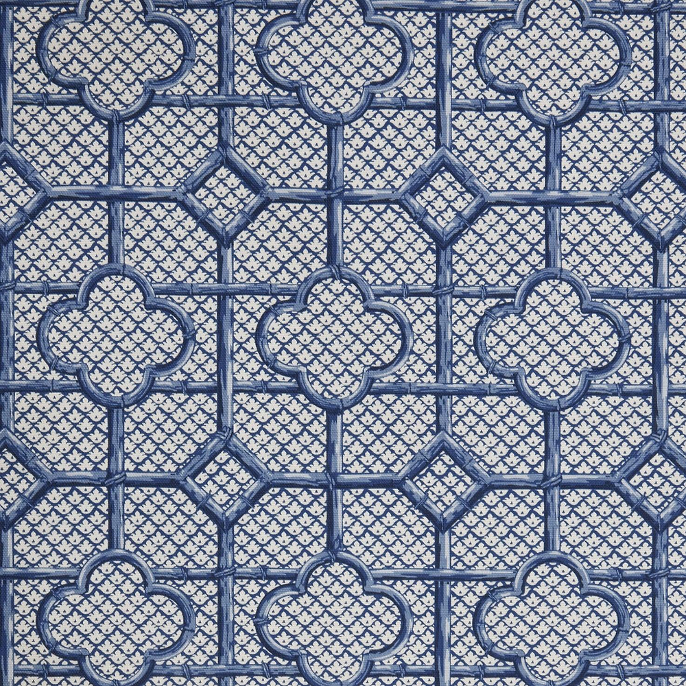 Cobalt Blue Bamboo Trellis Fabric