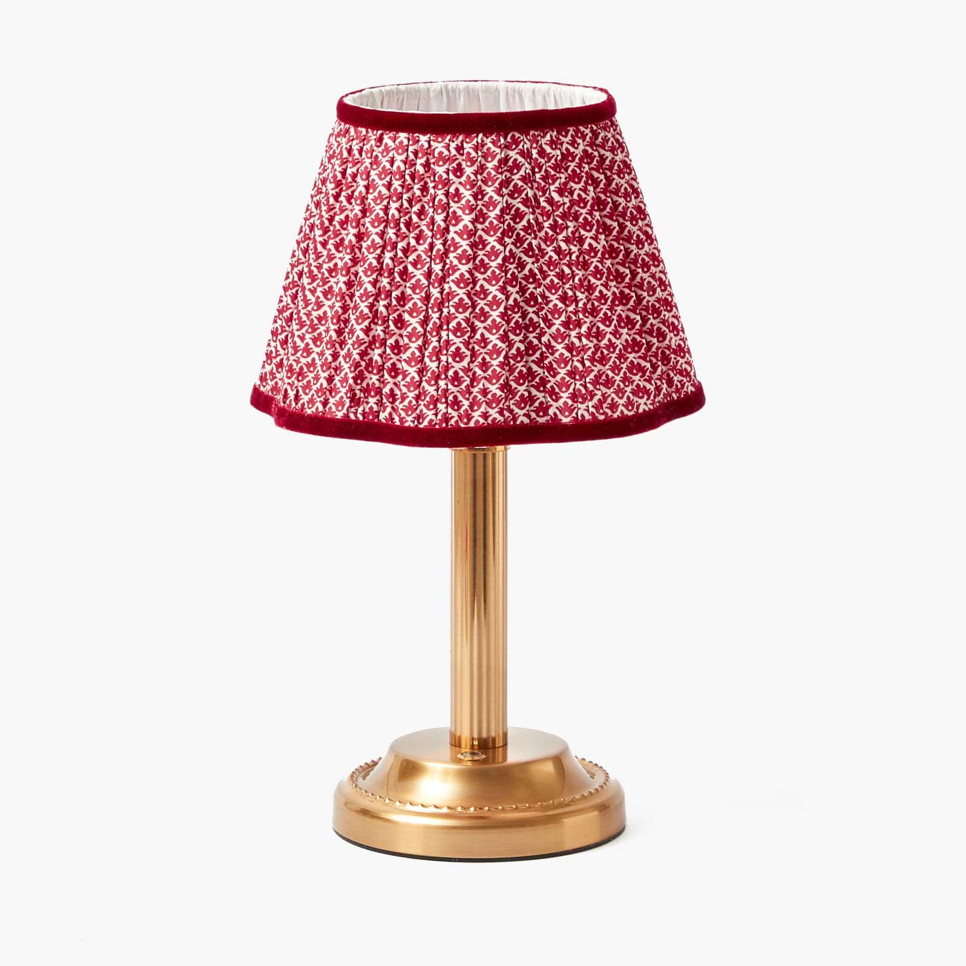 Corinthian Rechargeable Lamp with Red Lotus Shade (22cm)