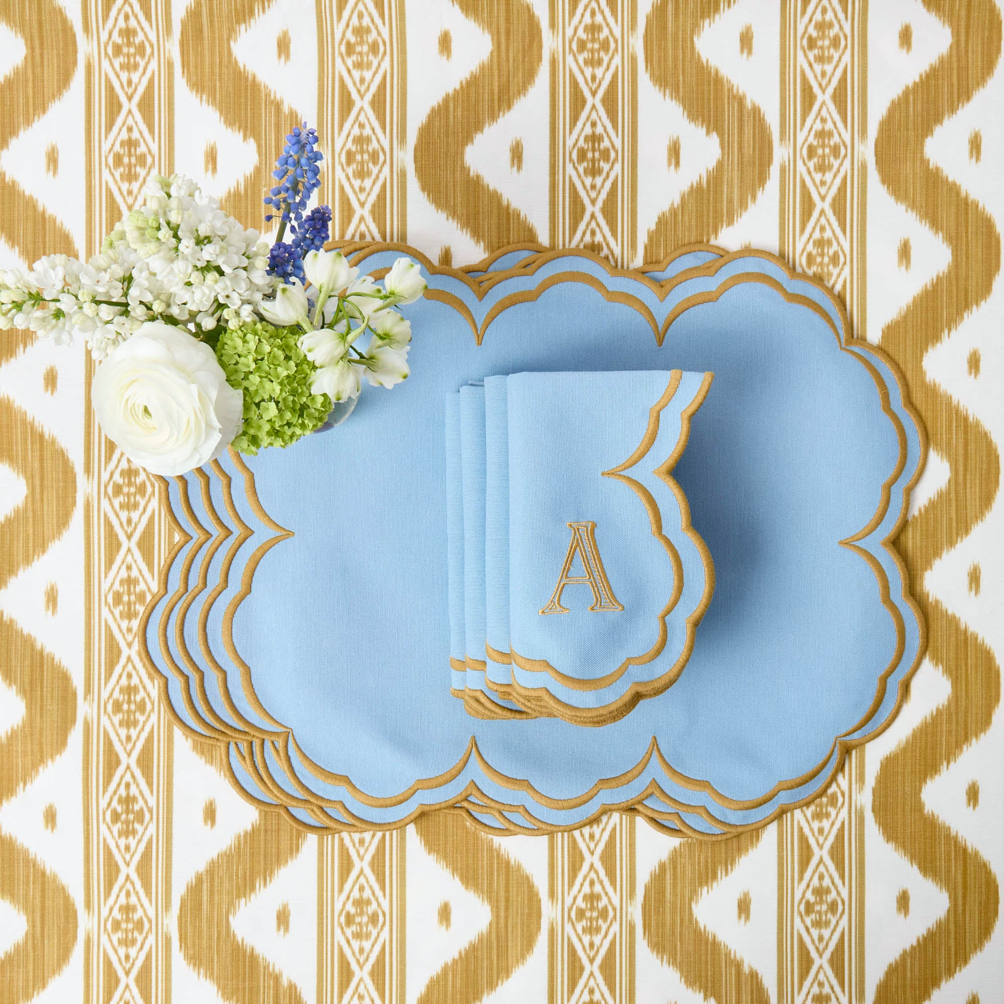 Blue & Caramel Serena Placemats (Set of 4)