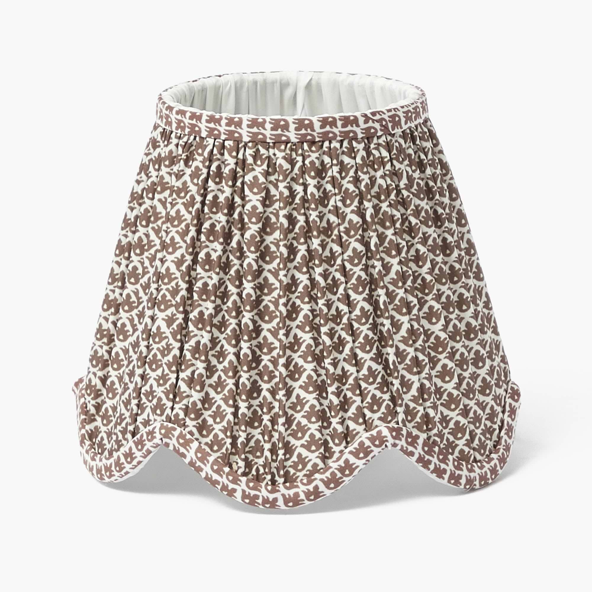 Bamboo Rechargeable Lamp with Chocolate Lotus Deep Scalloped Shade (18cm)