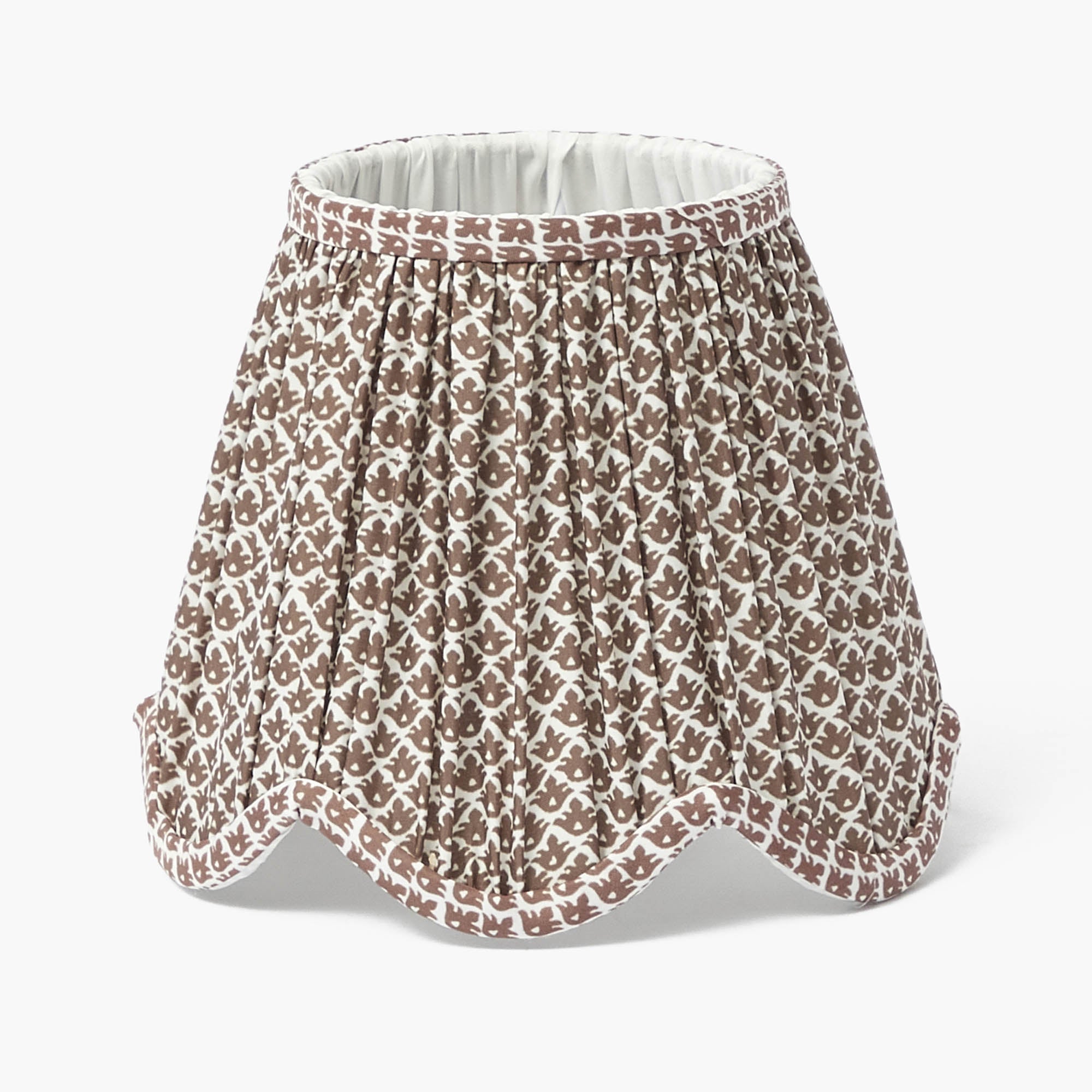 Bamboo Rechargeable Lamp with Chocolate Lotus Deep Scalloped Shade (18cm)