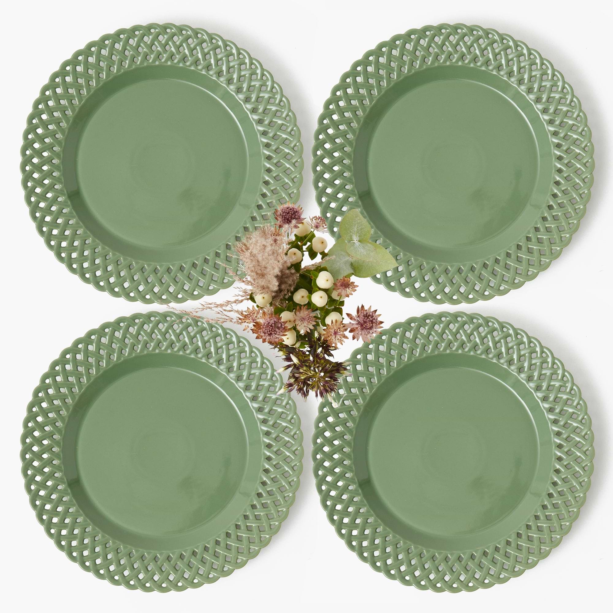 Sage Basketweave Dinner Plate