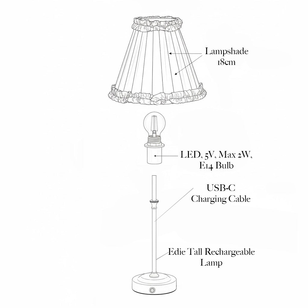 Edie Rechargeable Lamp with Olive & Chocolate Ikat Shade (18cm)