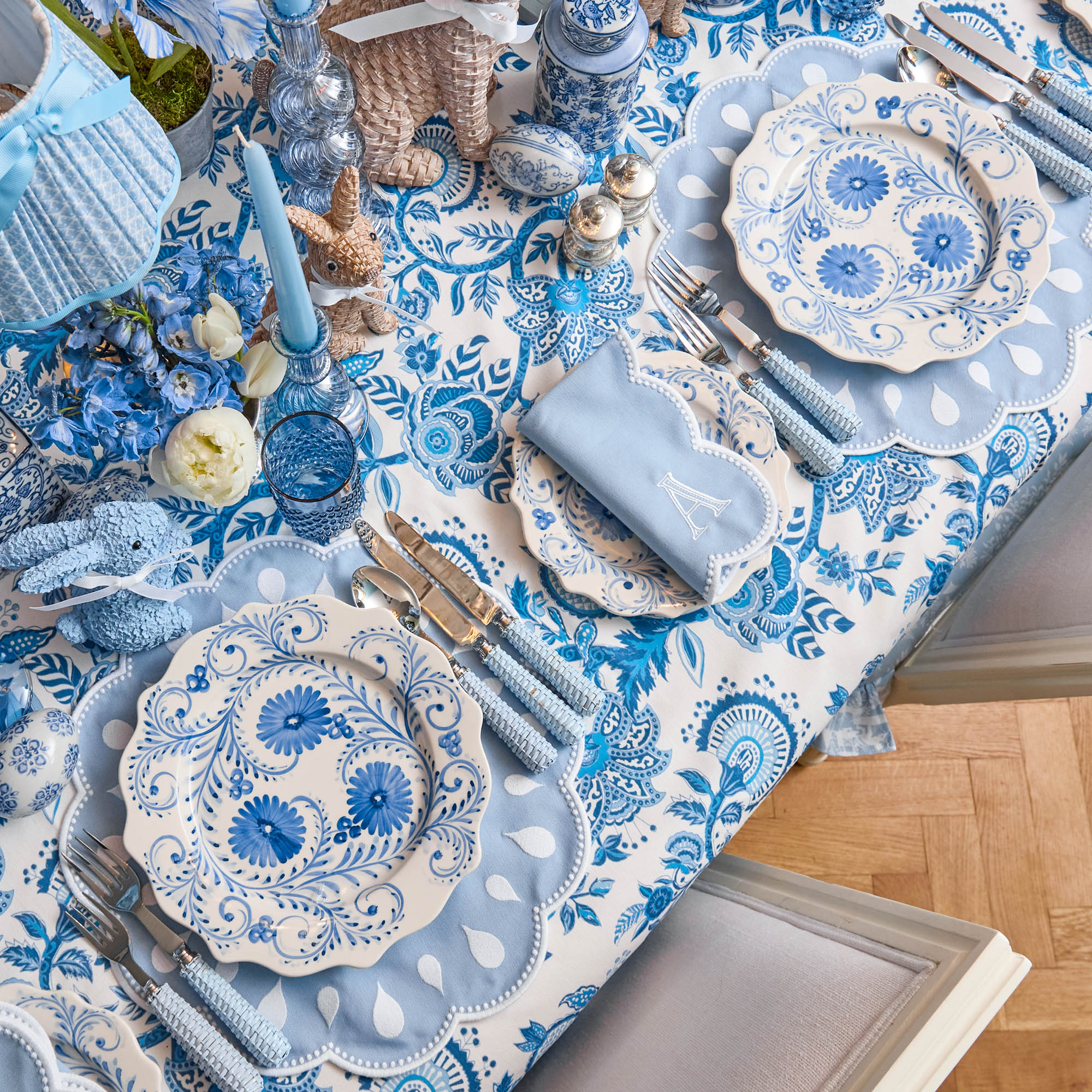 Blue Flowers Dinner Plates (Set of 4)