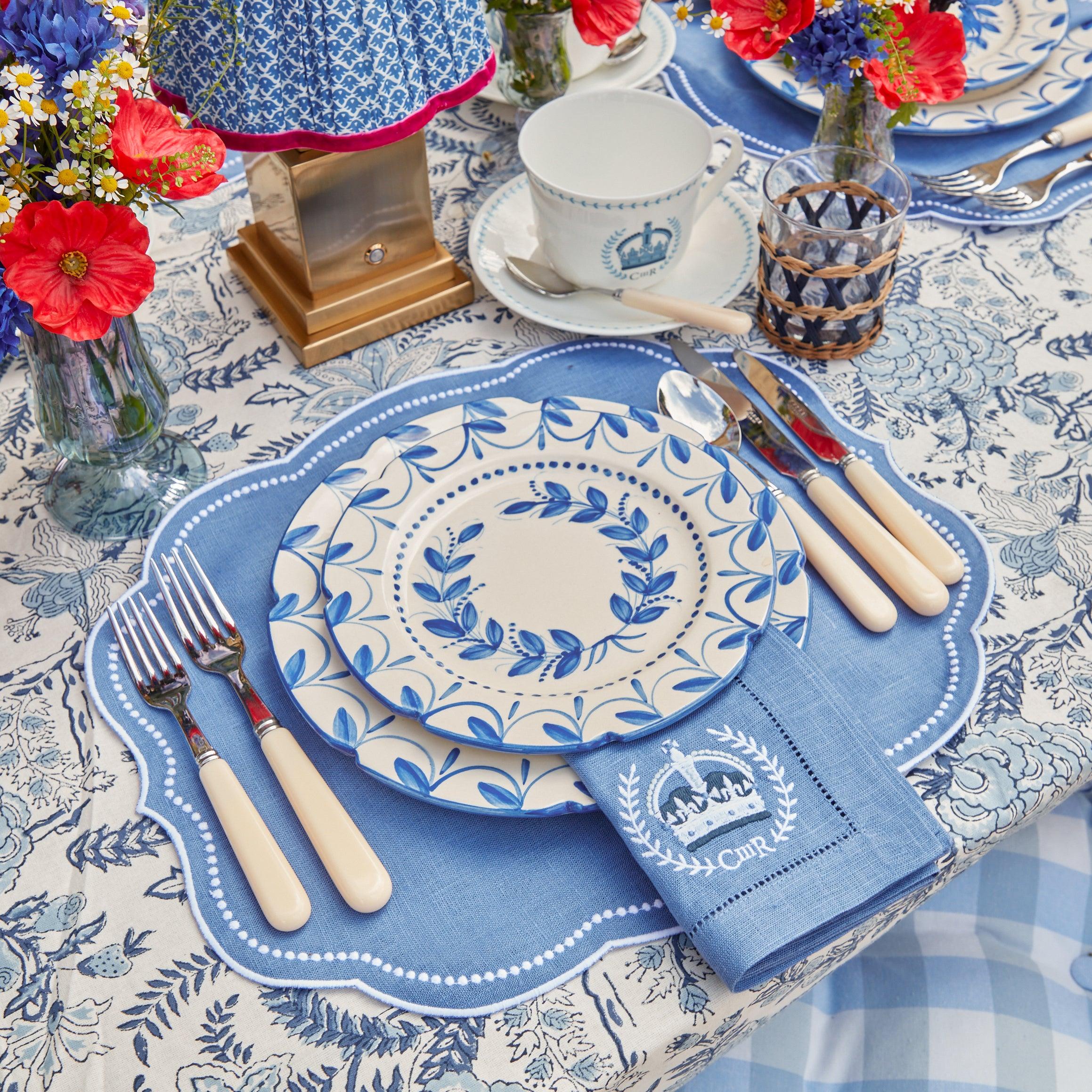 Eloise Blue Placemats & Coronation Napkins (Set of 4) - Mrs. Alice