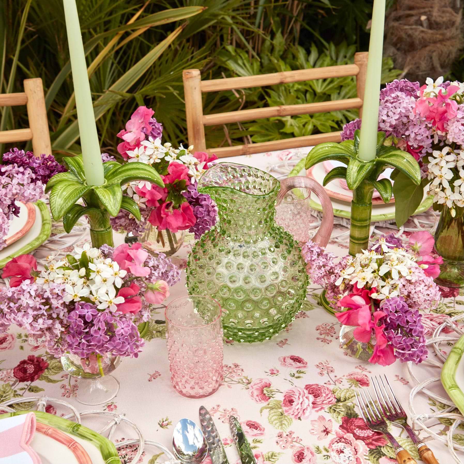 Emerald Hobnail Jug & Rose Handle - Mrs. Alice