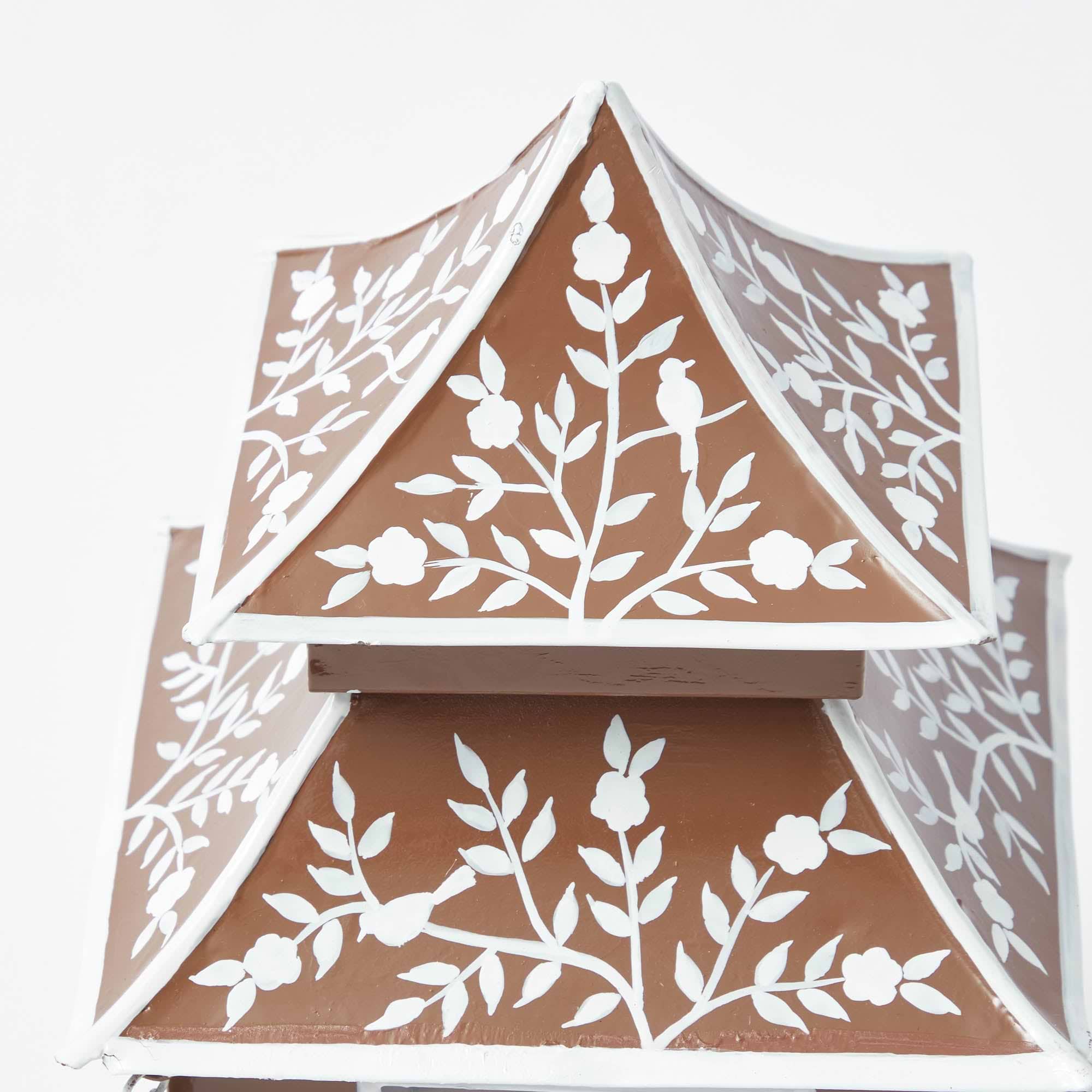 Chocolate Chinoiserie Pagoda Lantern