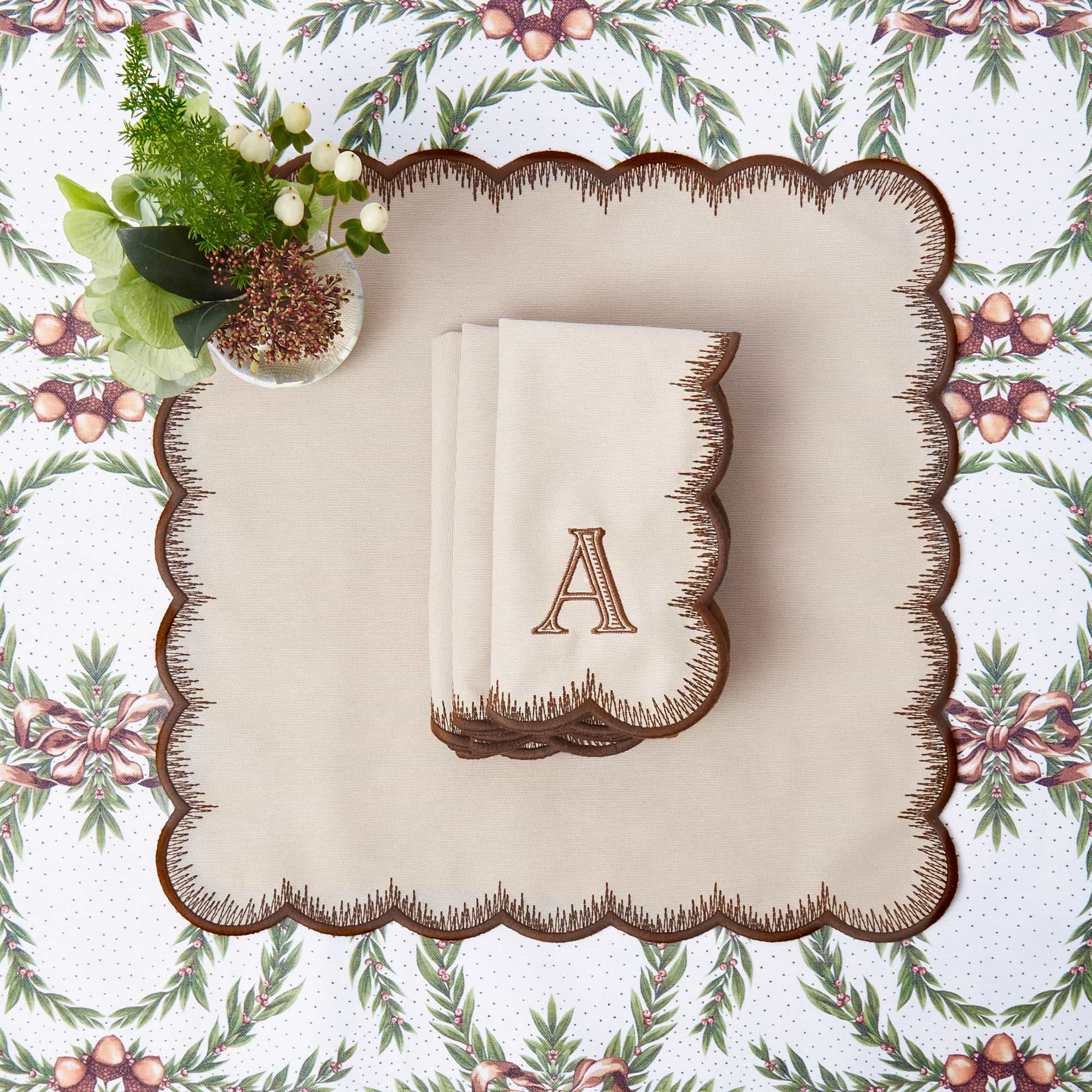 Taupe & Chocolate Isabella Napkins (Set of 4)