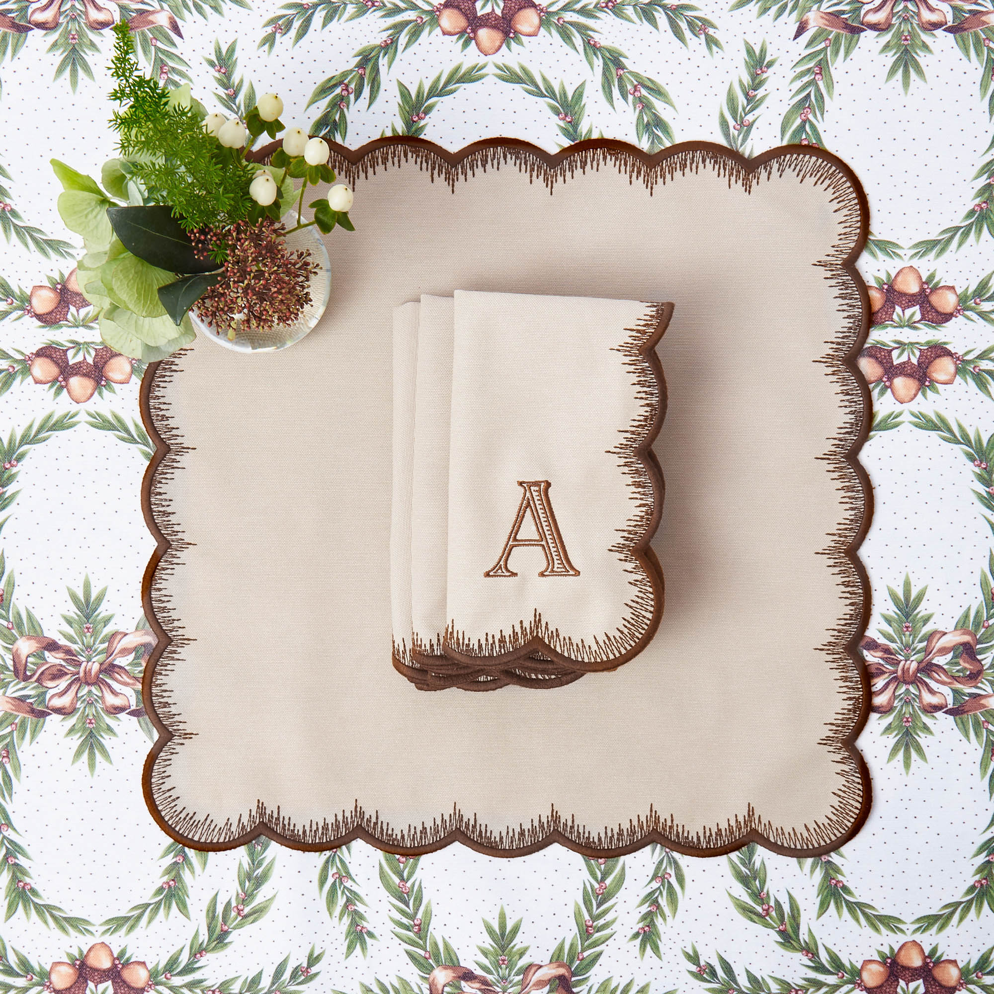 Taupe & Chocolate Isabella Napkins (Set of 4)