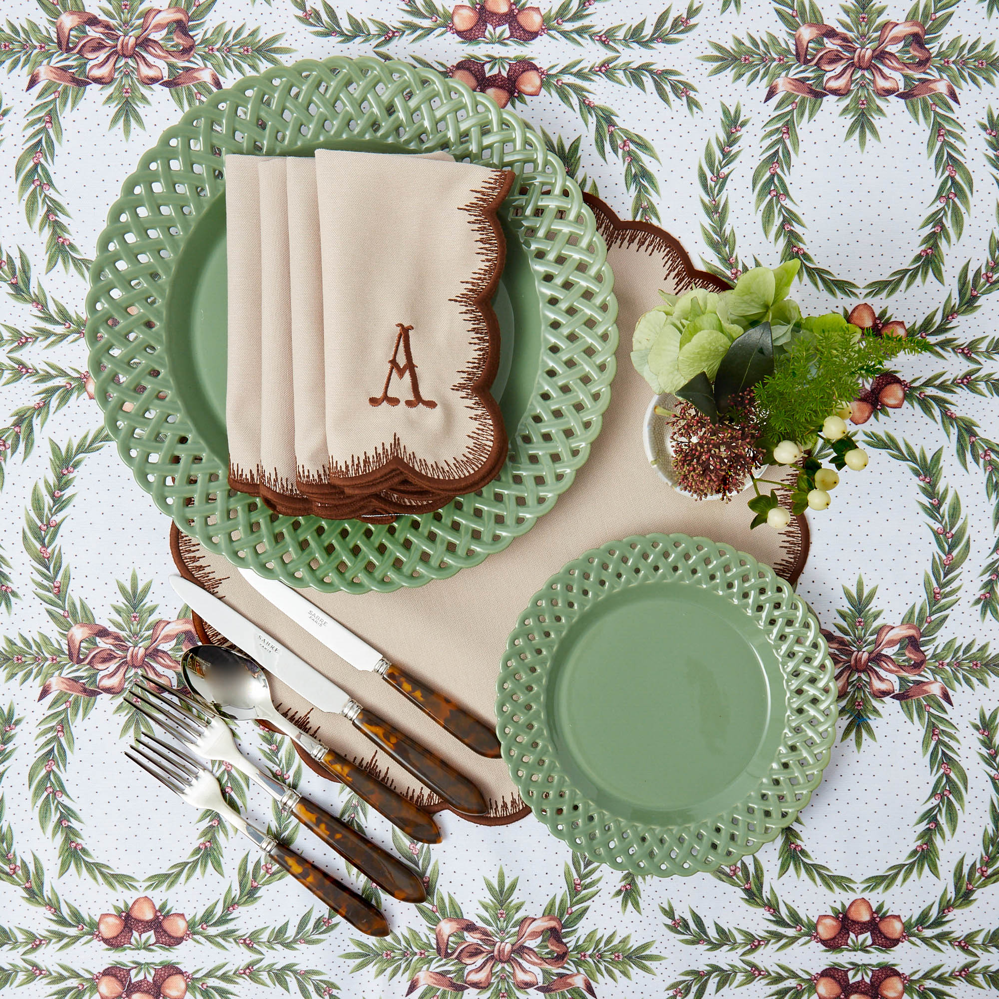 Isabella Taupe & Chocolate Placemats & Napkins (Set of 4)