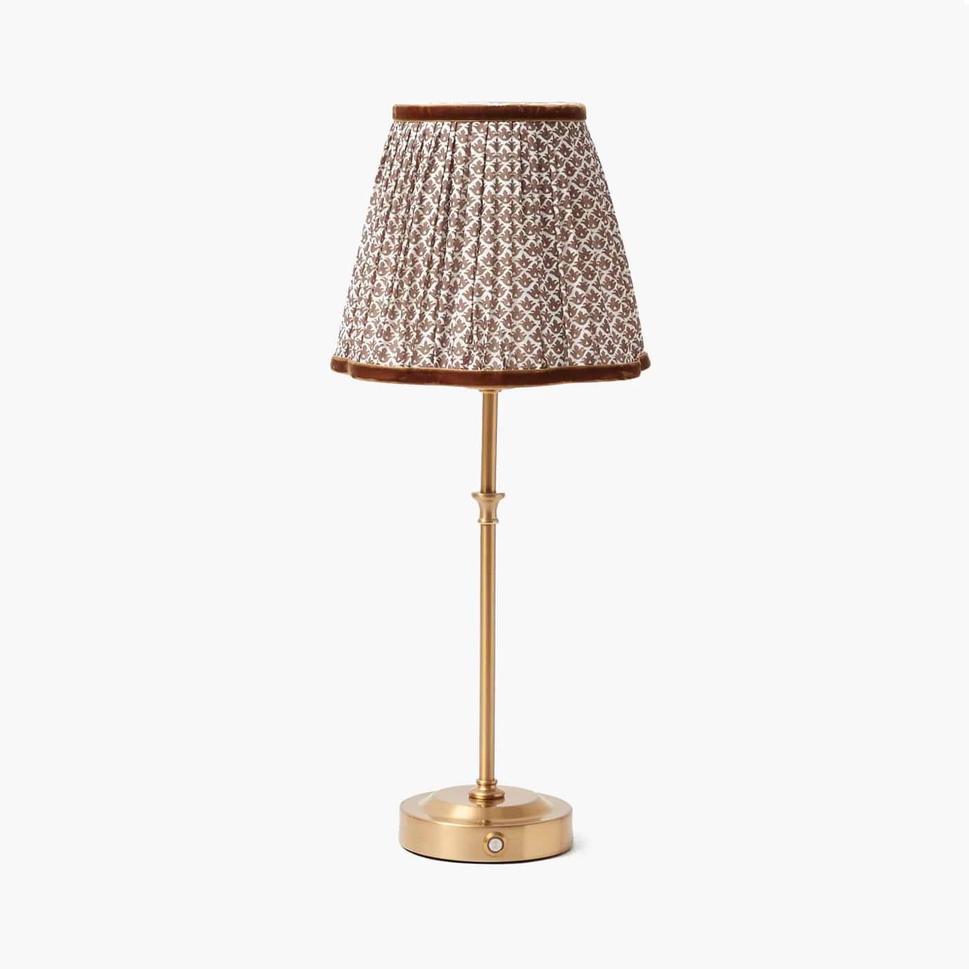 Edie Rechargeable Lamp with Chocolate Lotus Shade (18cm)