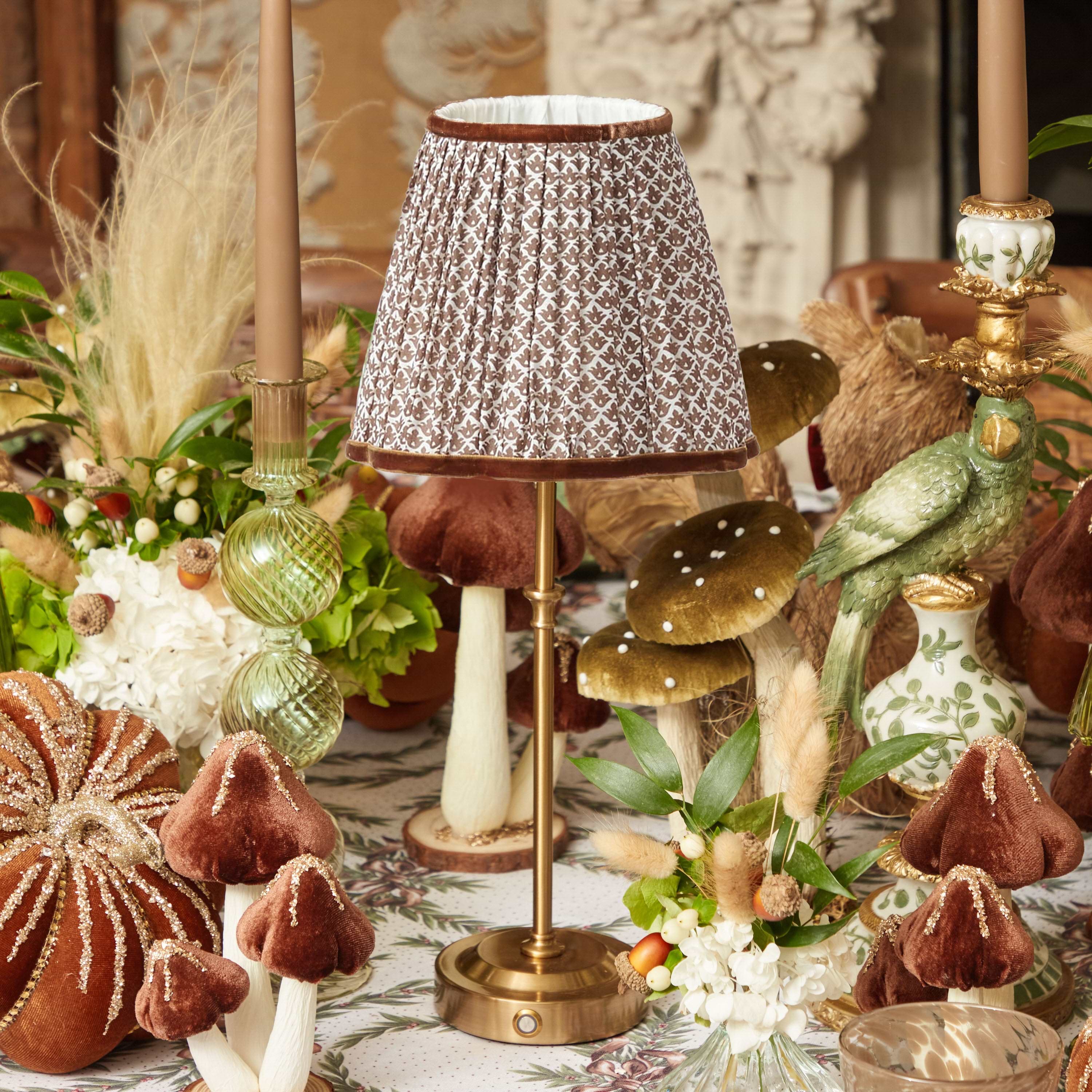 Edie Rechargeable Lamp with Chocolate Lotus Shade (18cm)