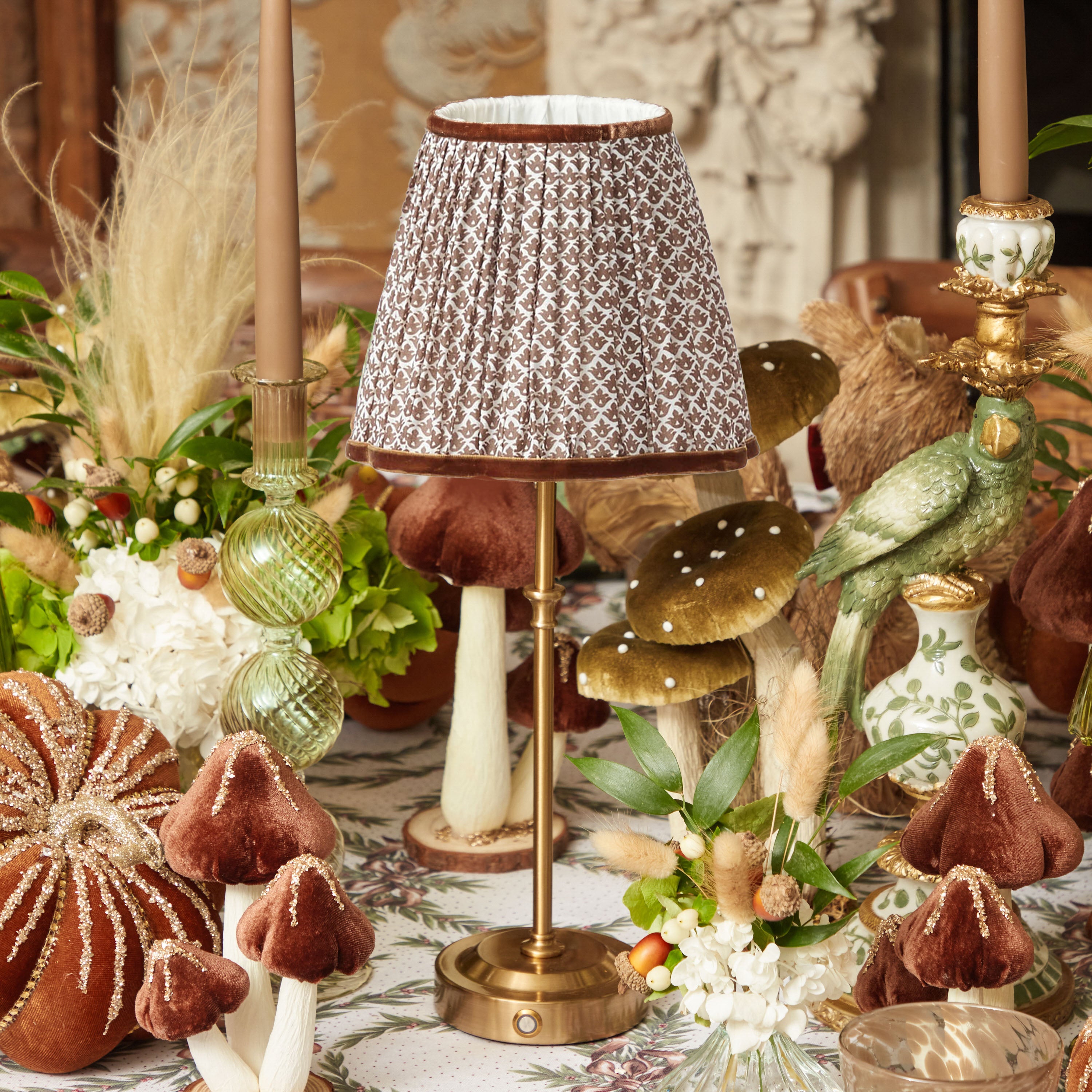 Edie Rechargeable Lamp with Chocolate Lotus Shade (18cm)