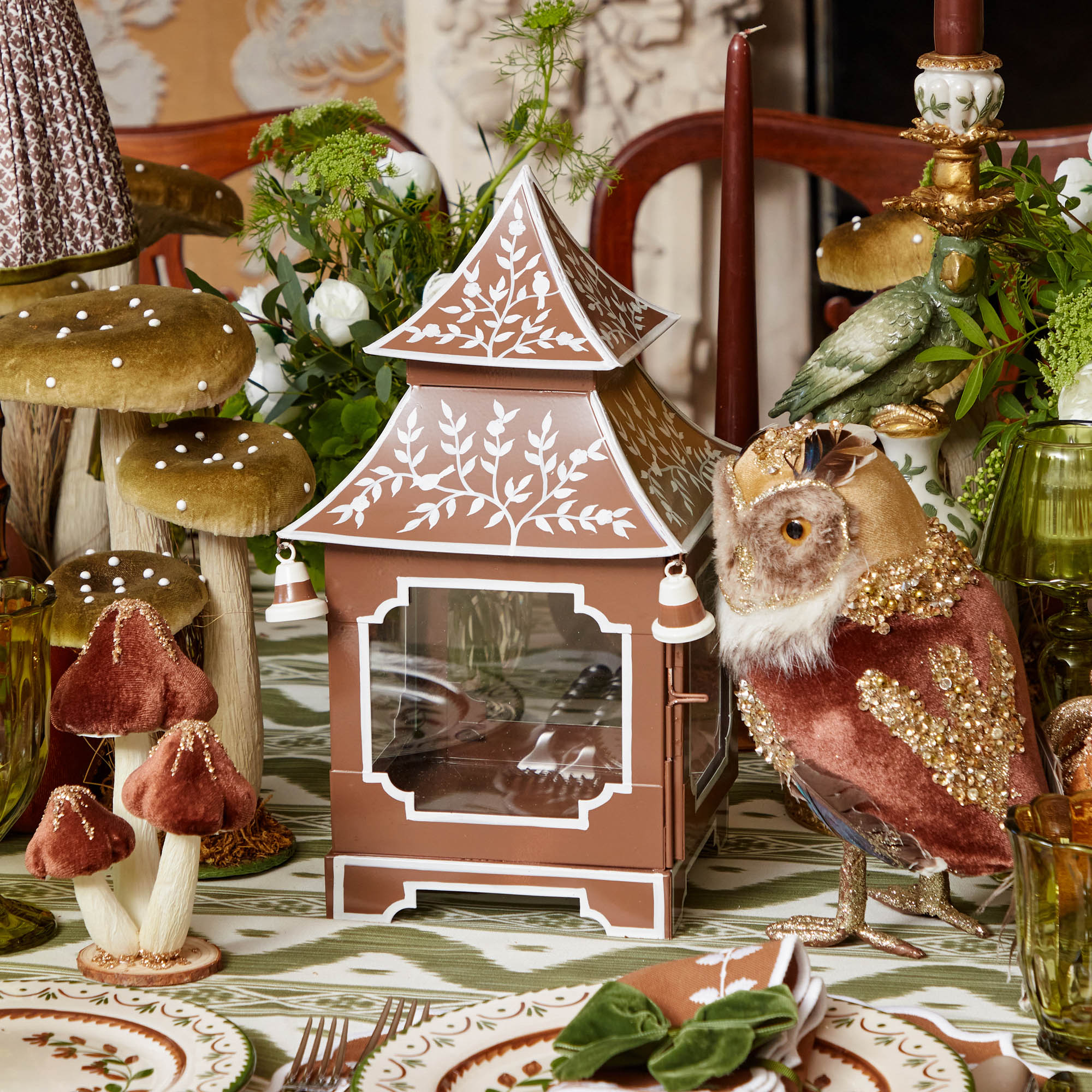 Chocolate  Chinoiserie Pagoda Lantern