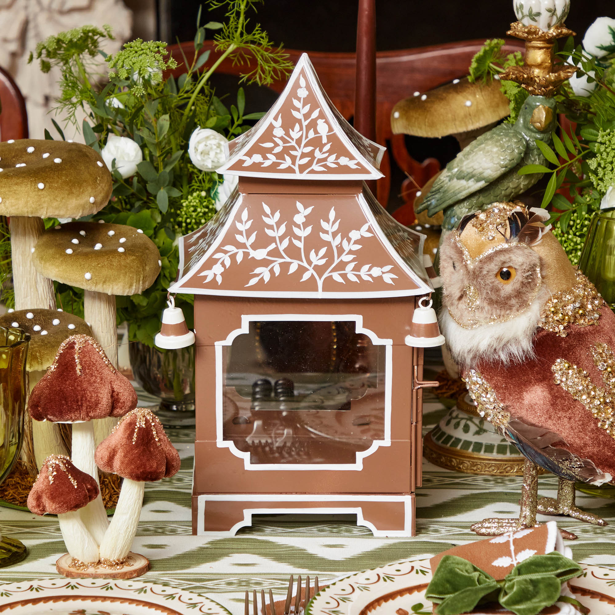 Chocolate  Chinoiserie Pagoda Lantern