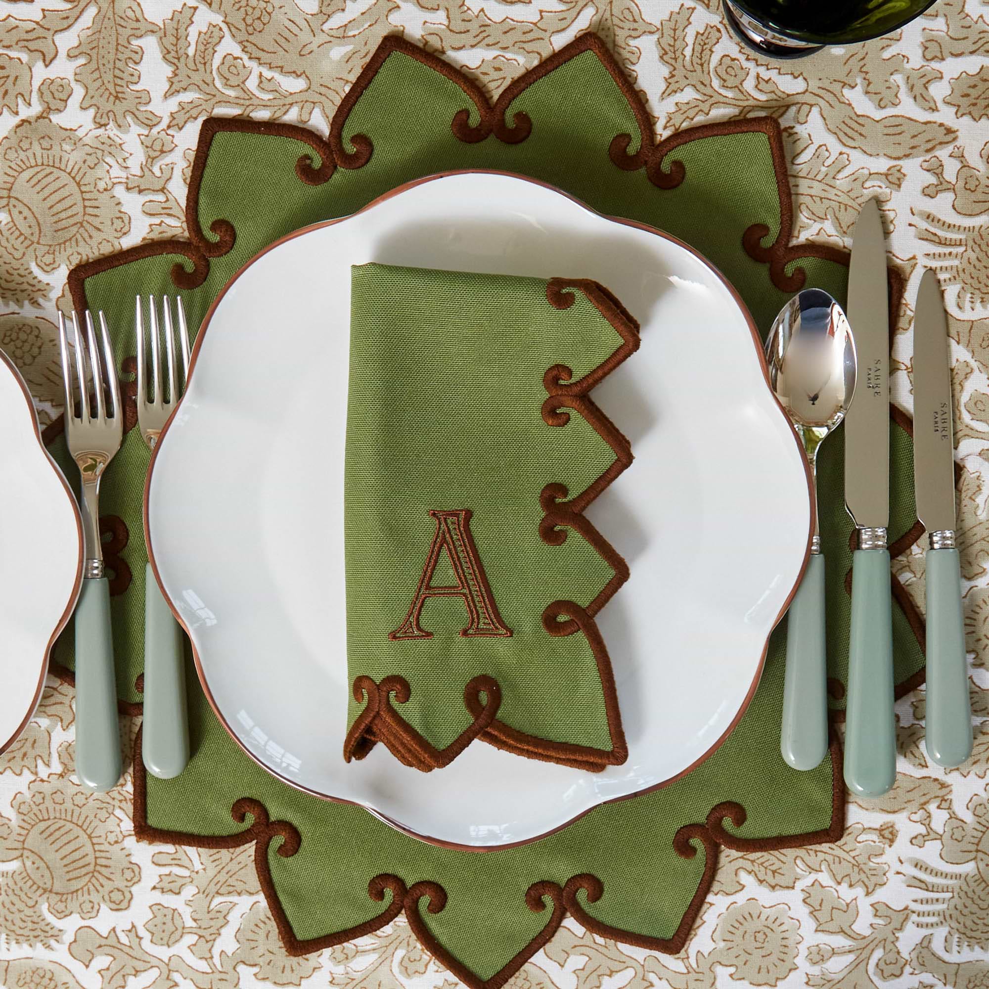 Forest Green & Brown Angelina Placemats (Set of 4)