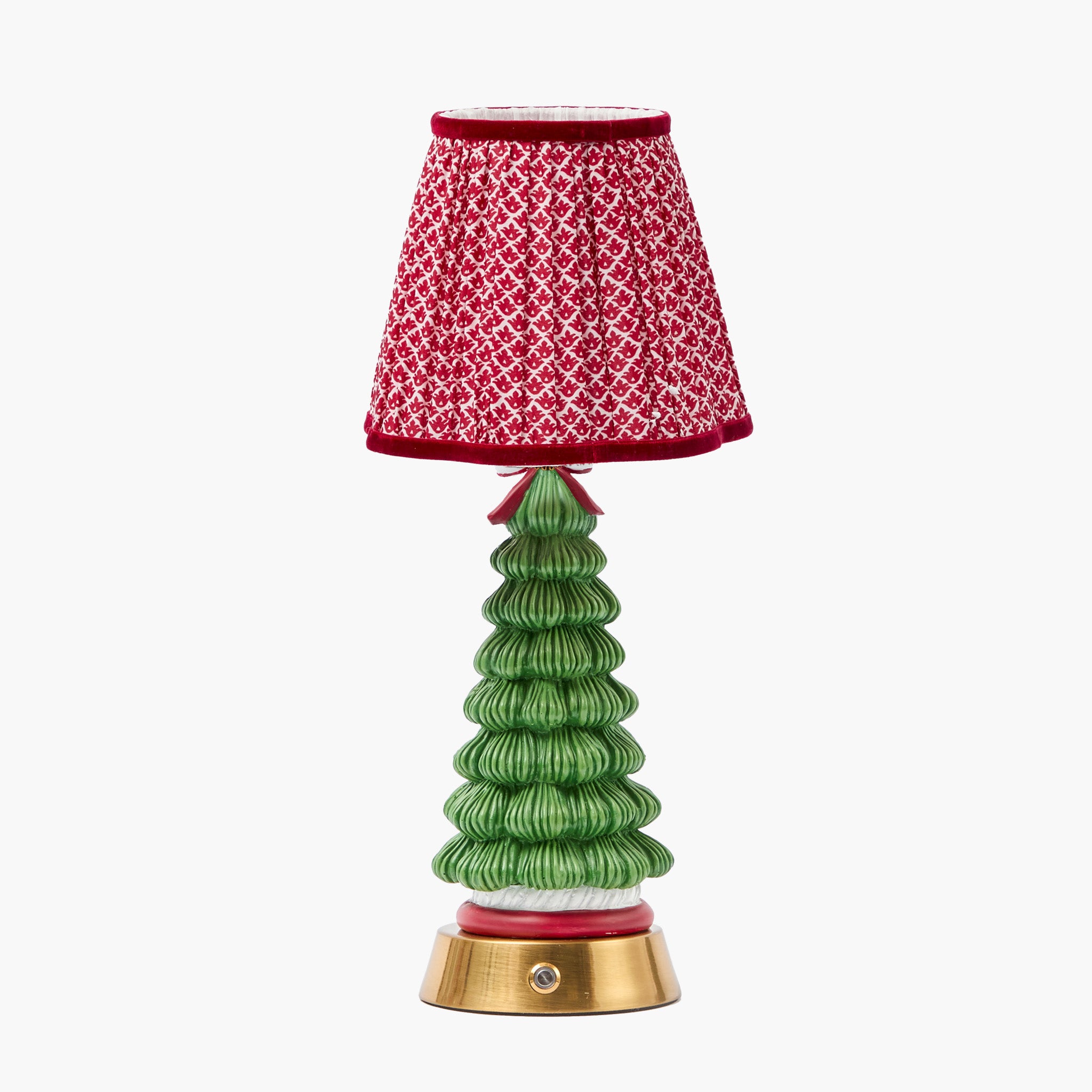 Jolly Christmas Tree Rechargeable Lamp with Red Lotus Shade (18cm)