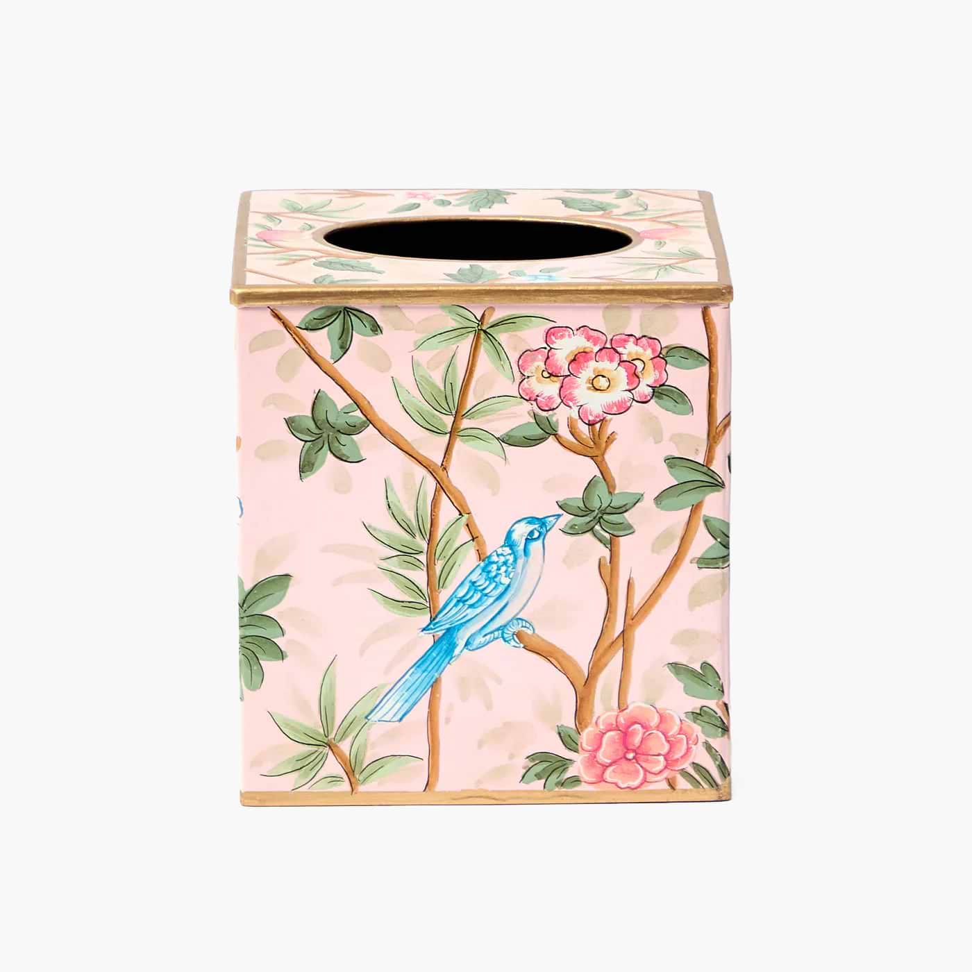 Pink Chinoiserie Tole Tissue Box