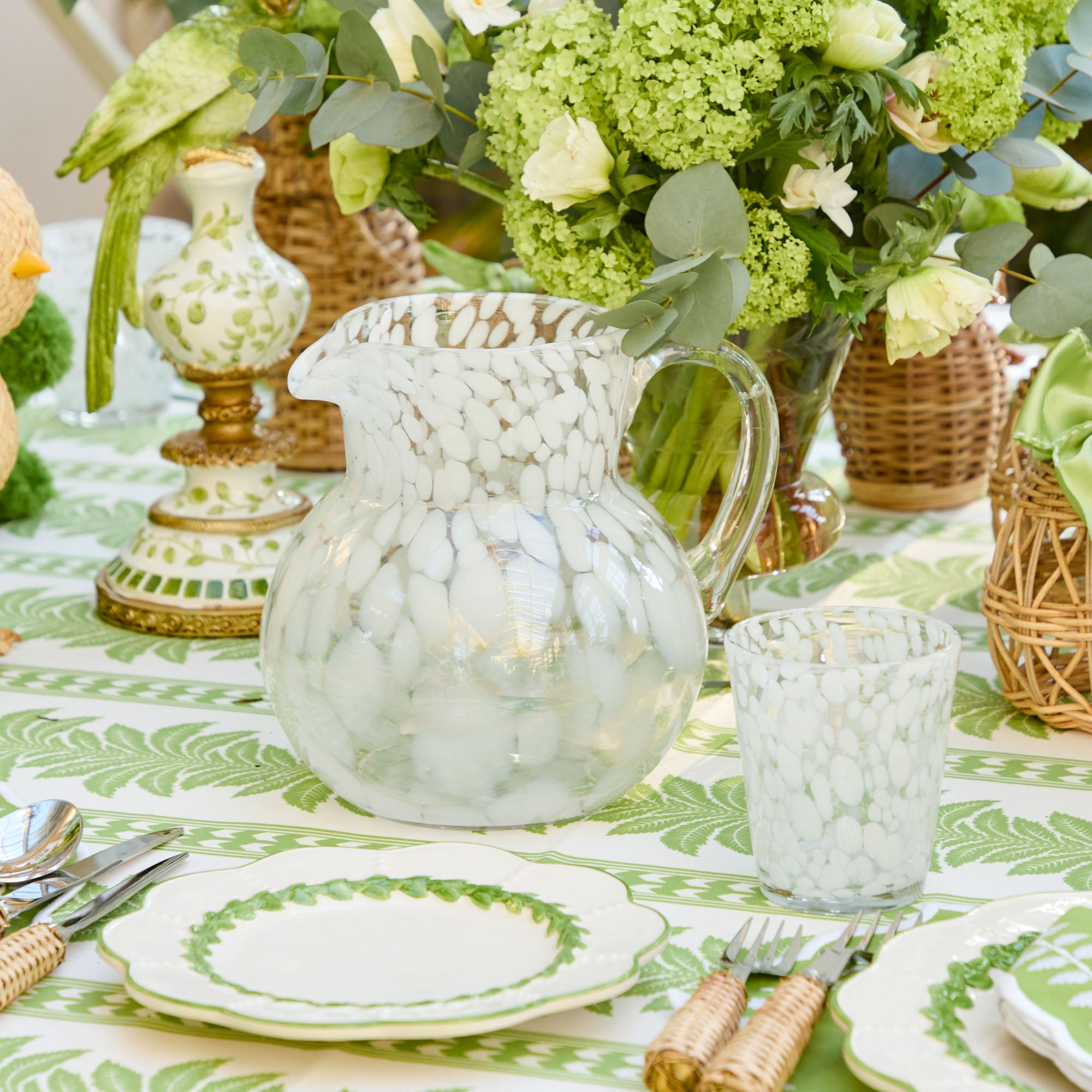 Dappled White Glasses & Jug Set
