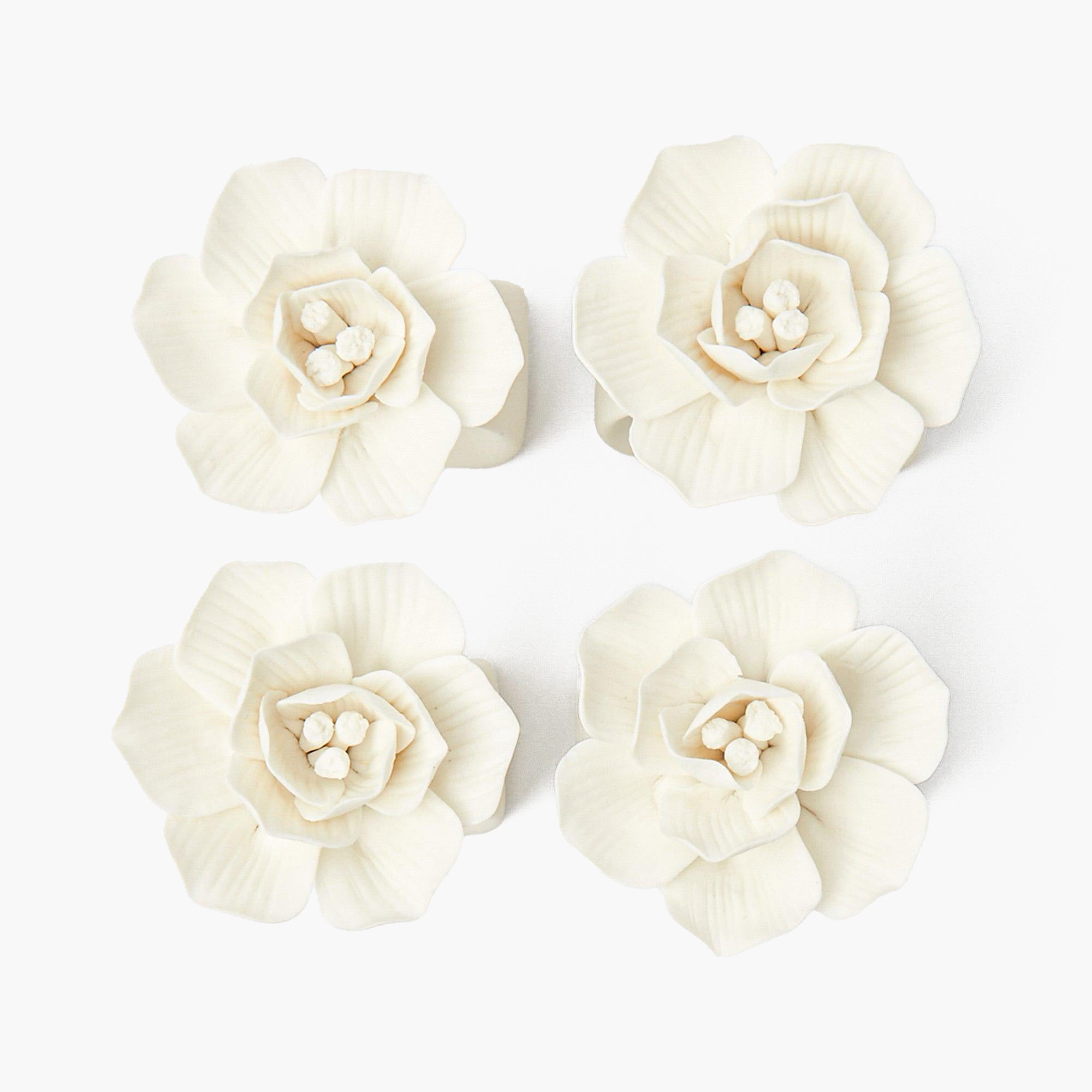 White Fiore Porcelain Napkin Rings (Set of 4)