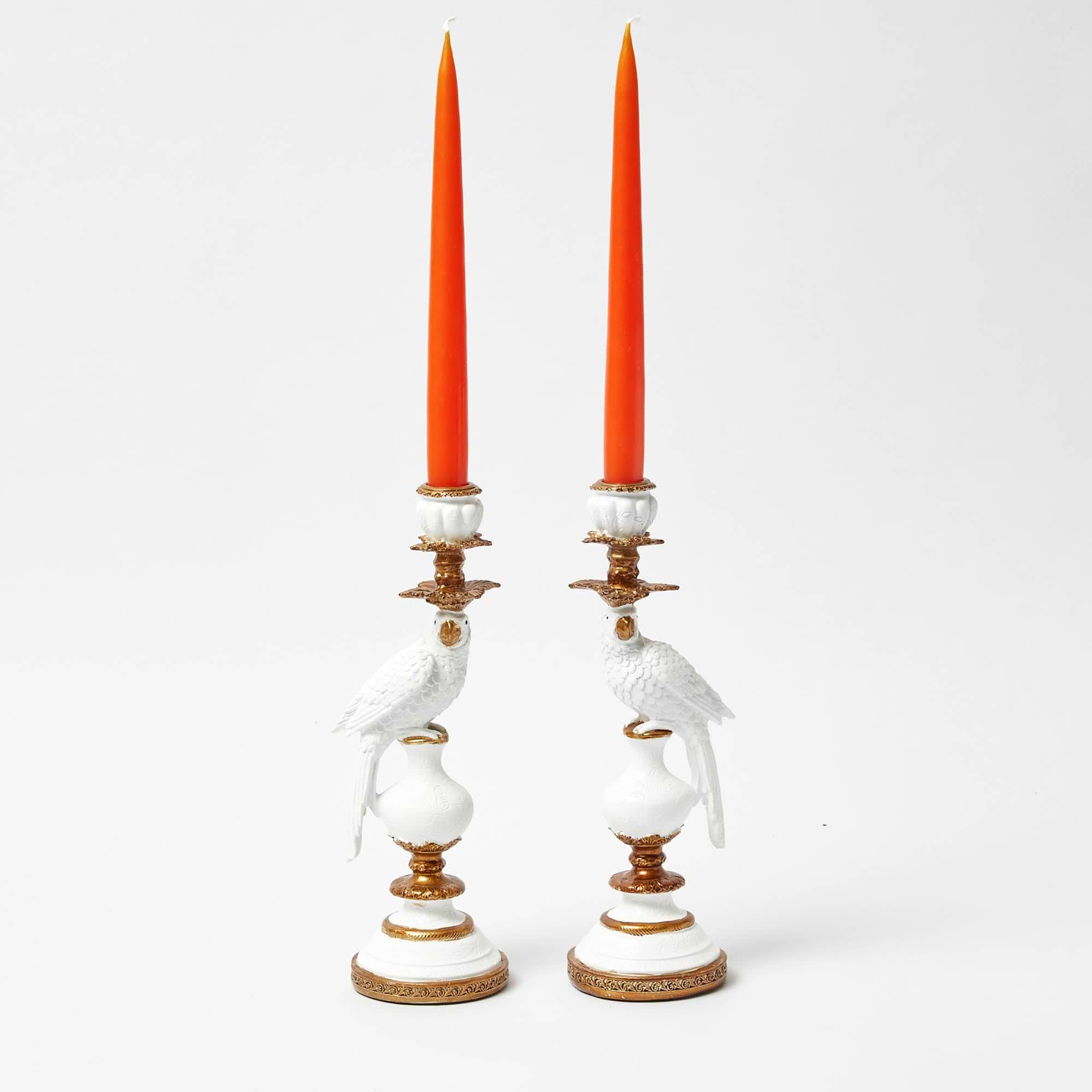 White Small Parrot Candle Holders (Pair)