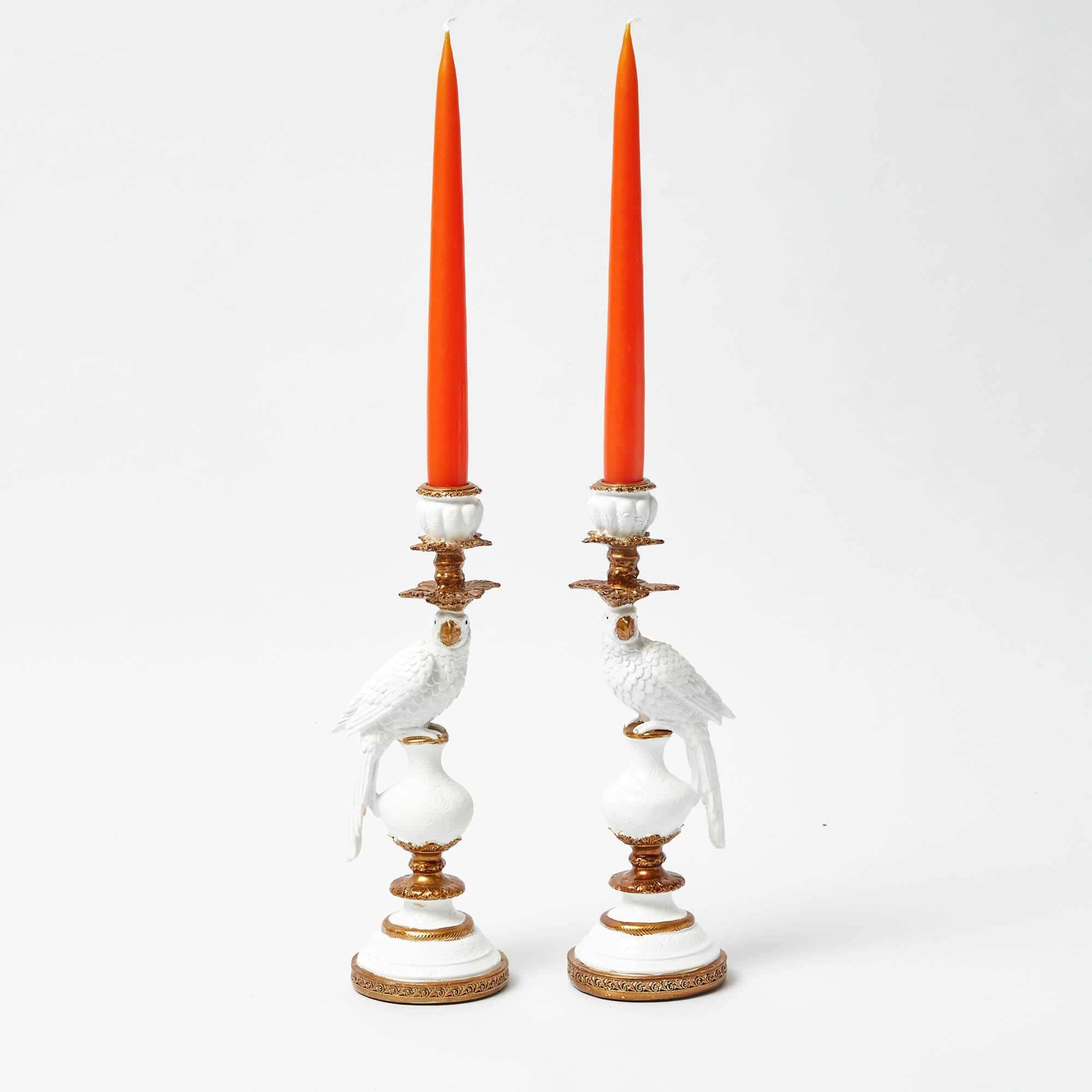 White Small Parrot Candle Holders (Pair)