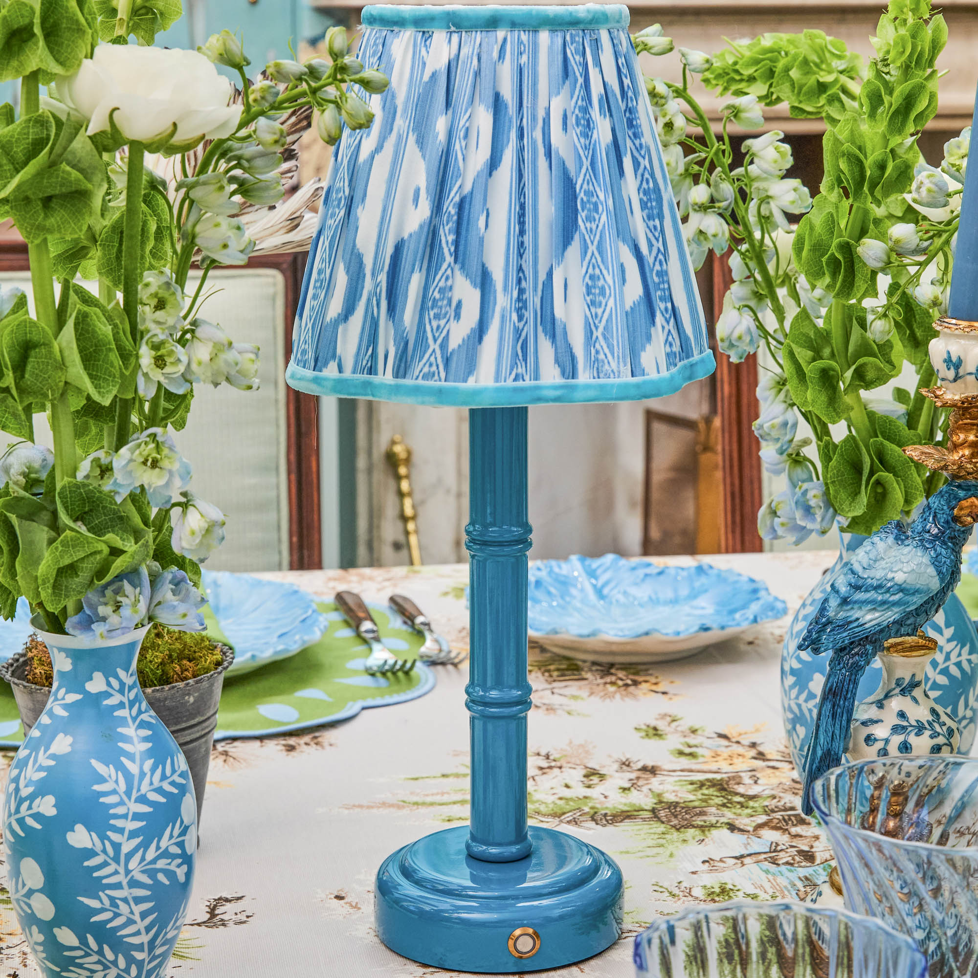 Blue Ikat Lampshade (18cm)